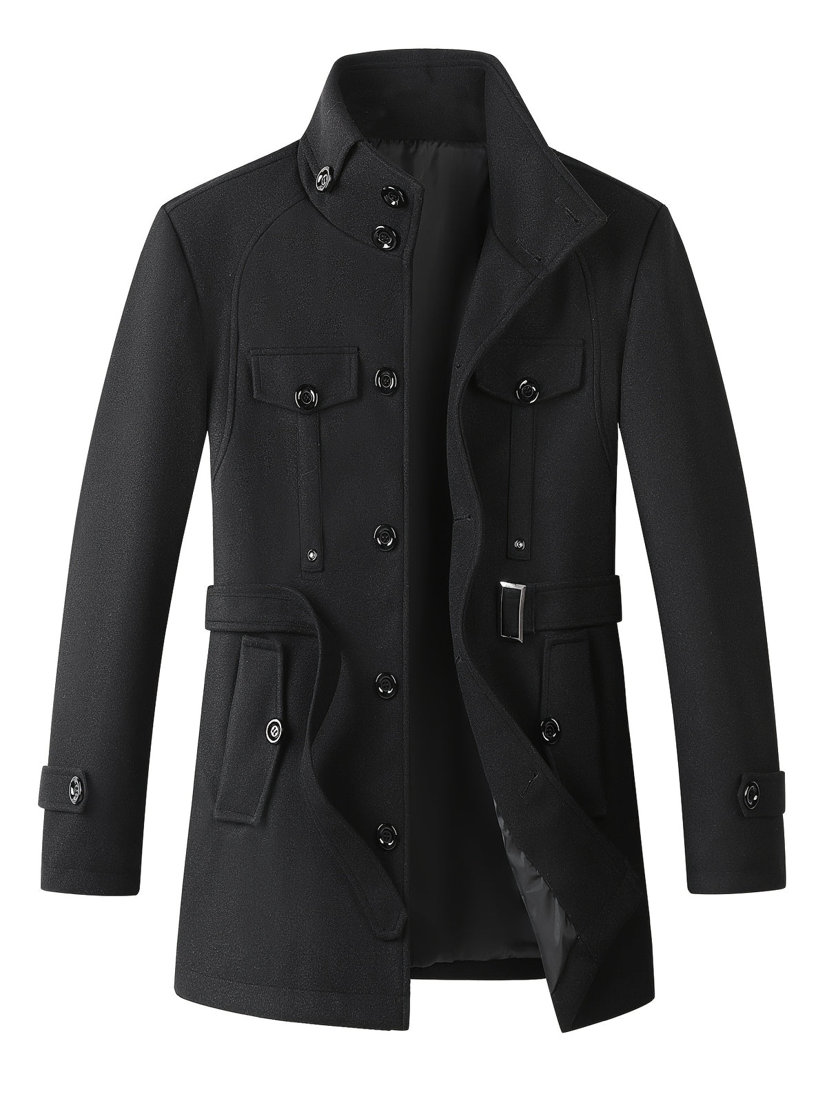 Veste long pour homme, à col montant, gris