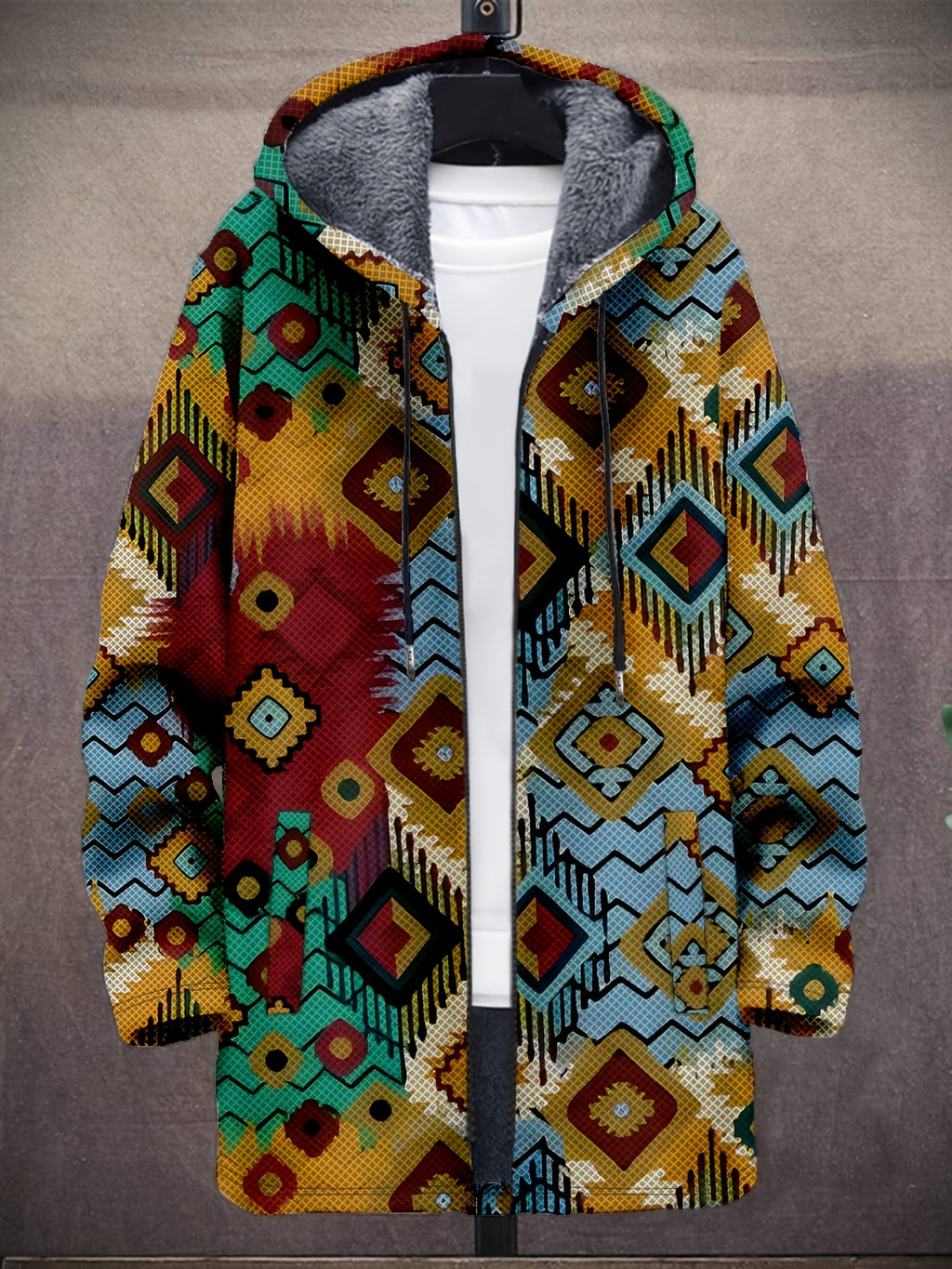 Veste long pour homme, à capuche, jaune