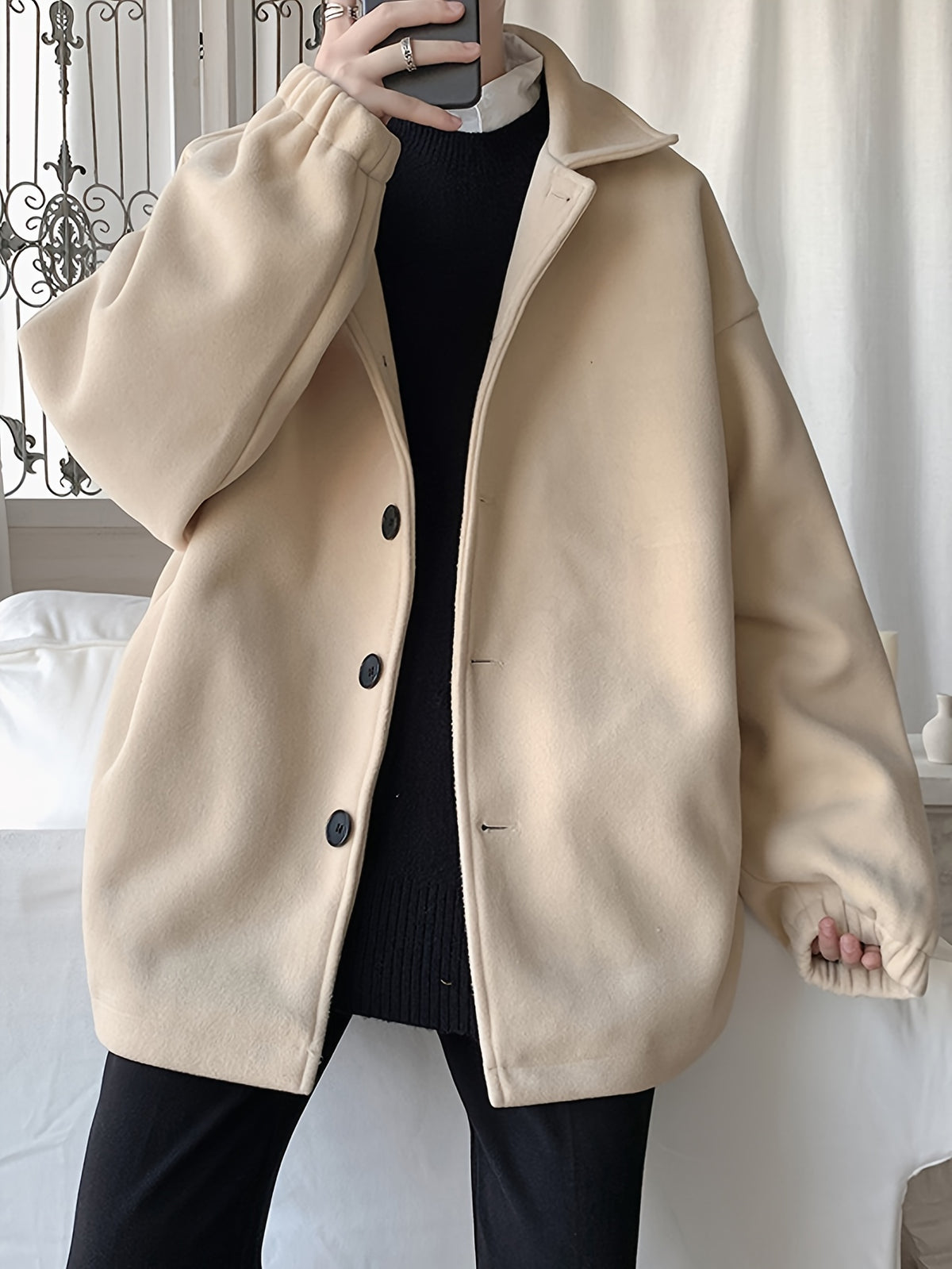 Veste pour homme, à revers, abricot