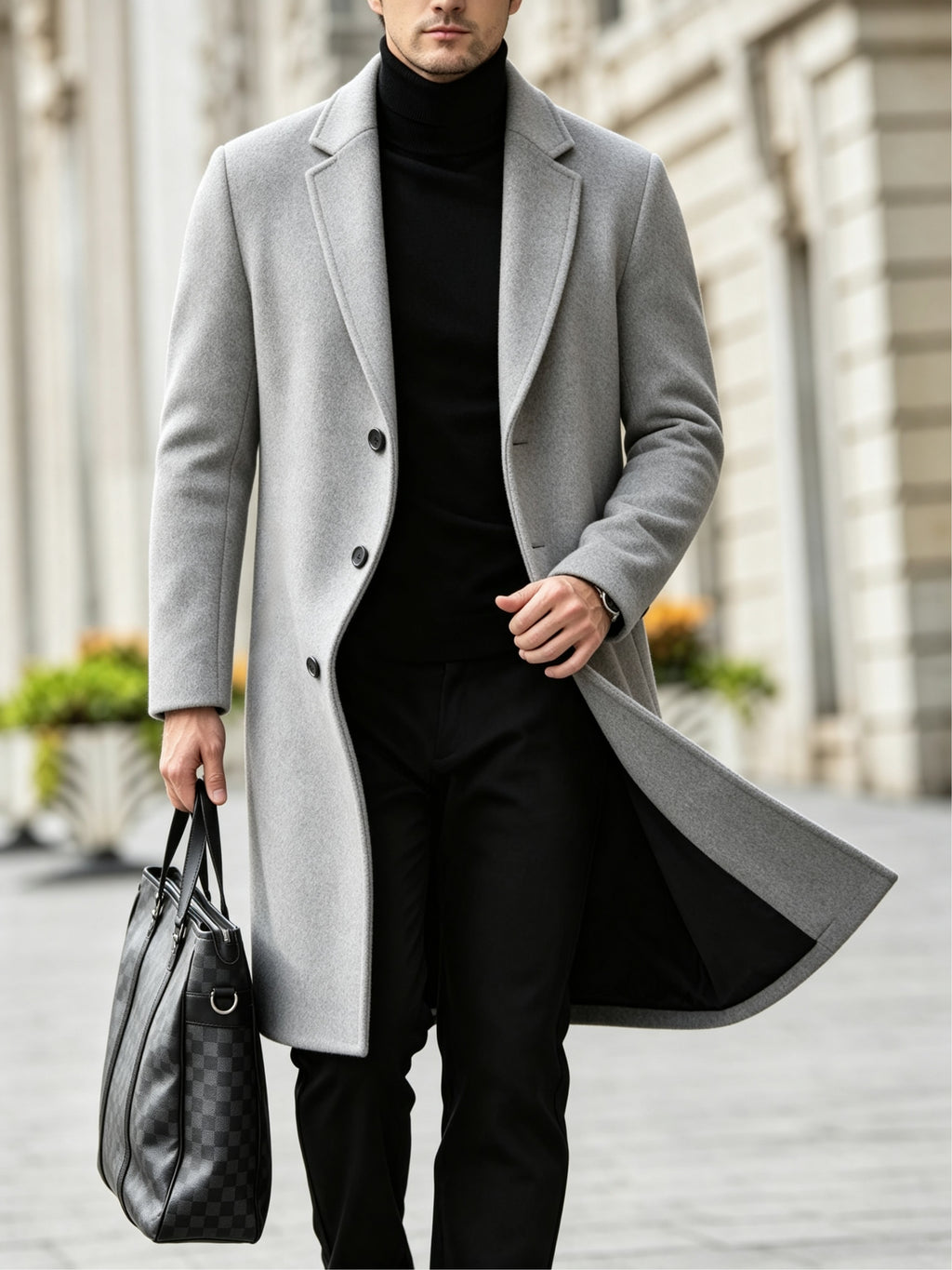 Trench pour homme, à revers, couleur marine