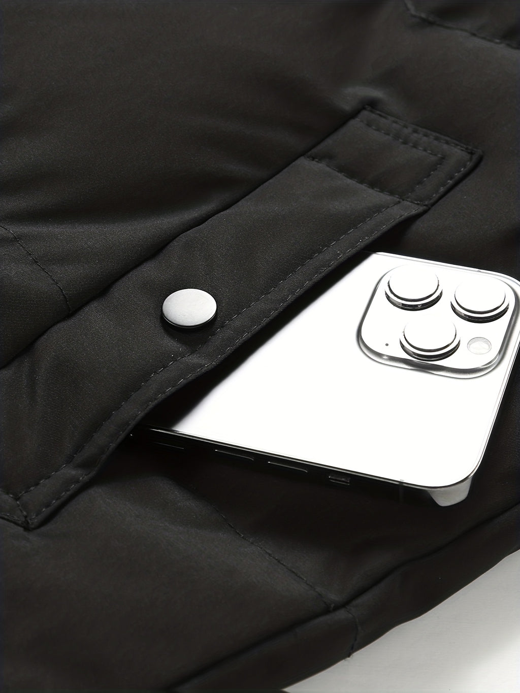 Manteau matelassé pour homme, coupe-vent, à col montant, noir