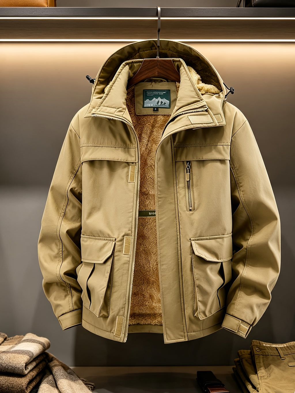 Veste pour homme, coupe-vent, kaki