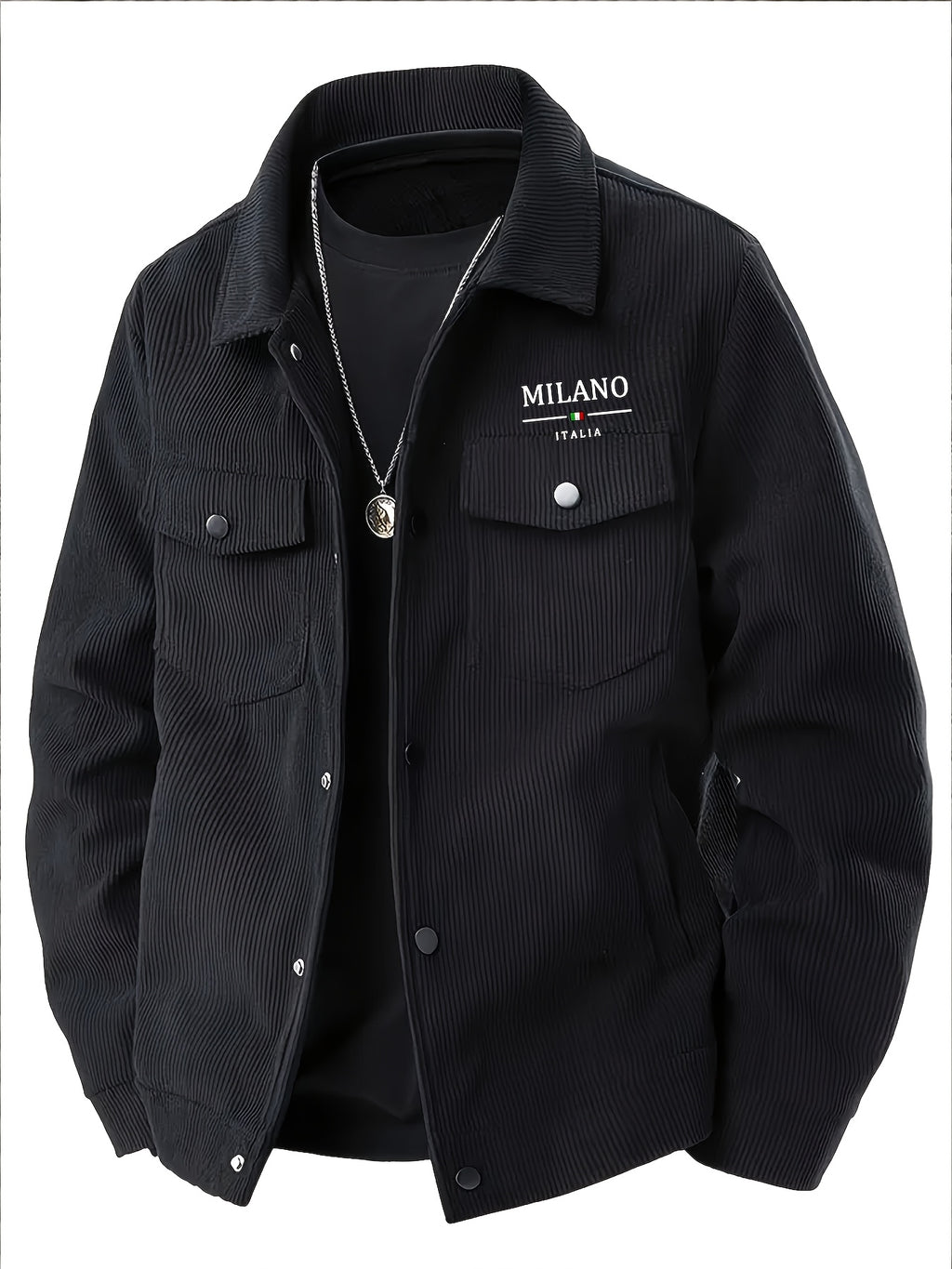 Veste pour homme, velours côtelé, à revers, kaki