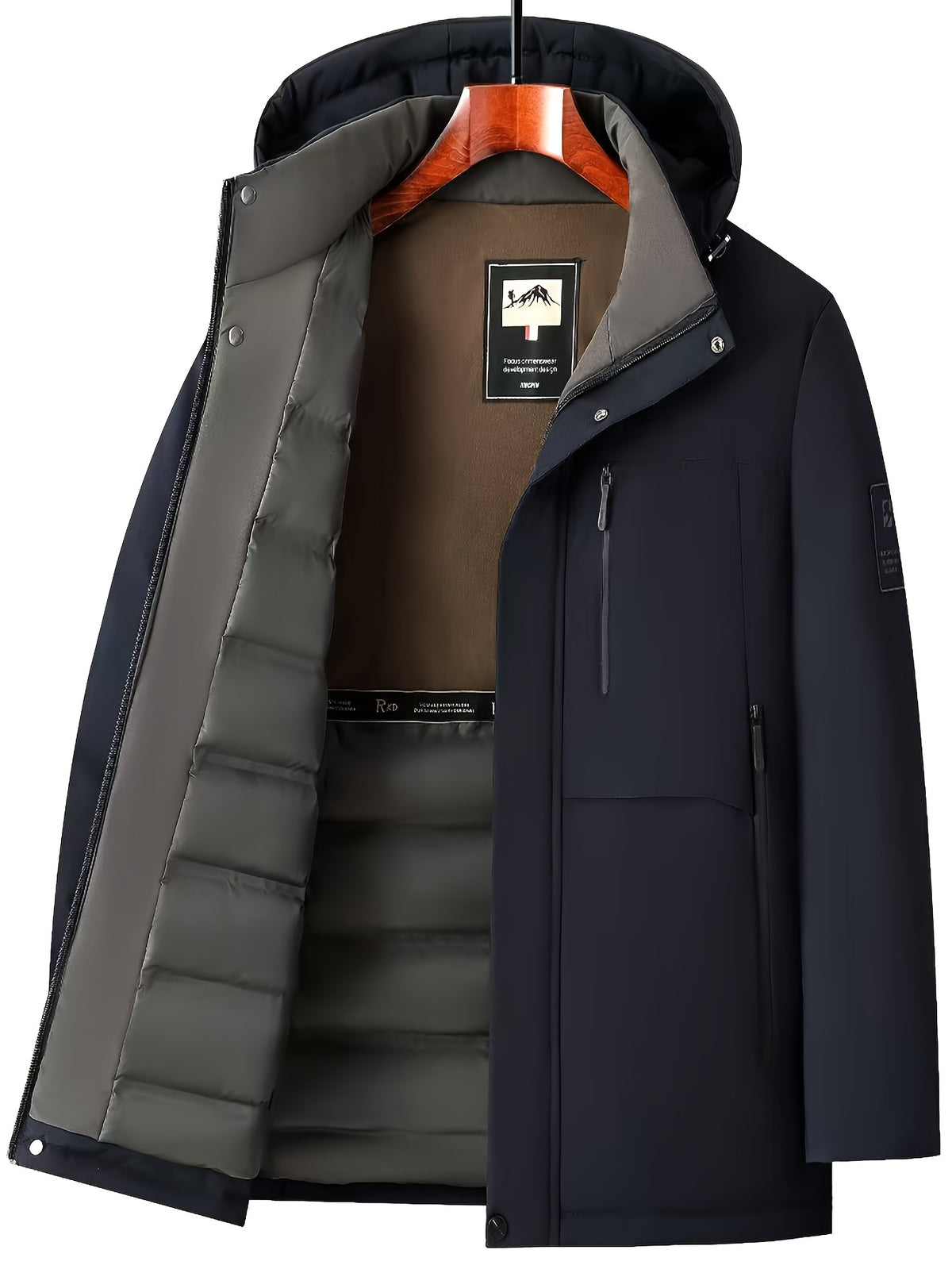 Veste pour homme, capuche amovible, bleu marine
