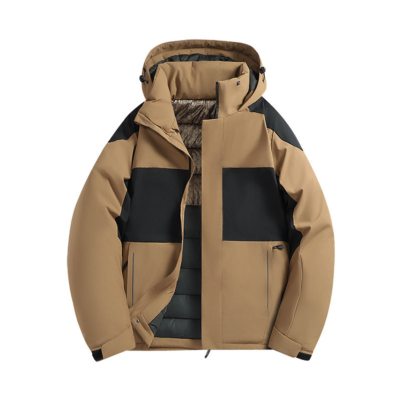 Manteau matelassé pour homme, à capuche, poudre légère