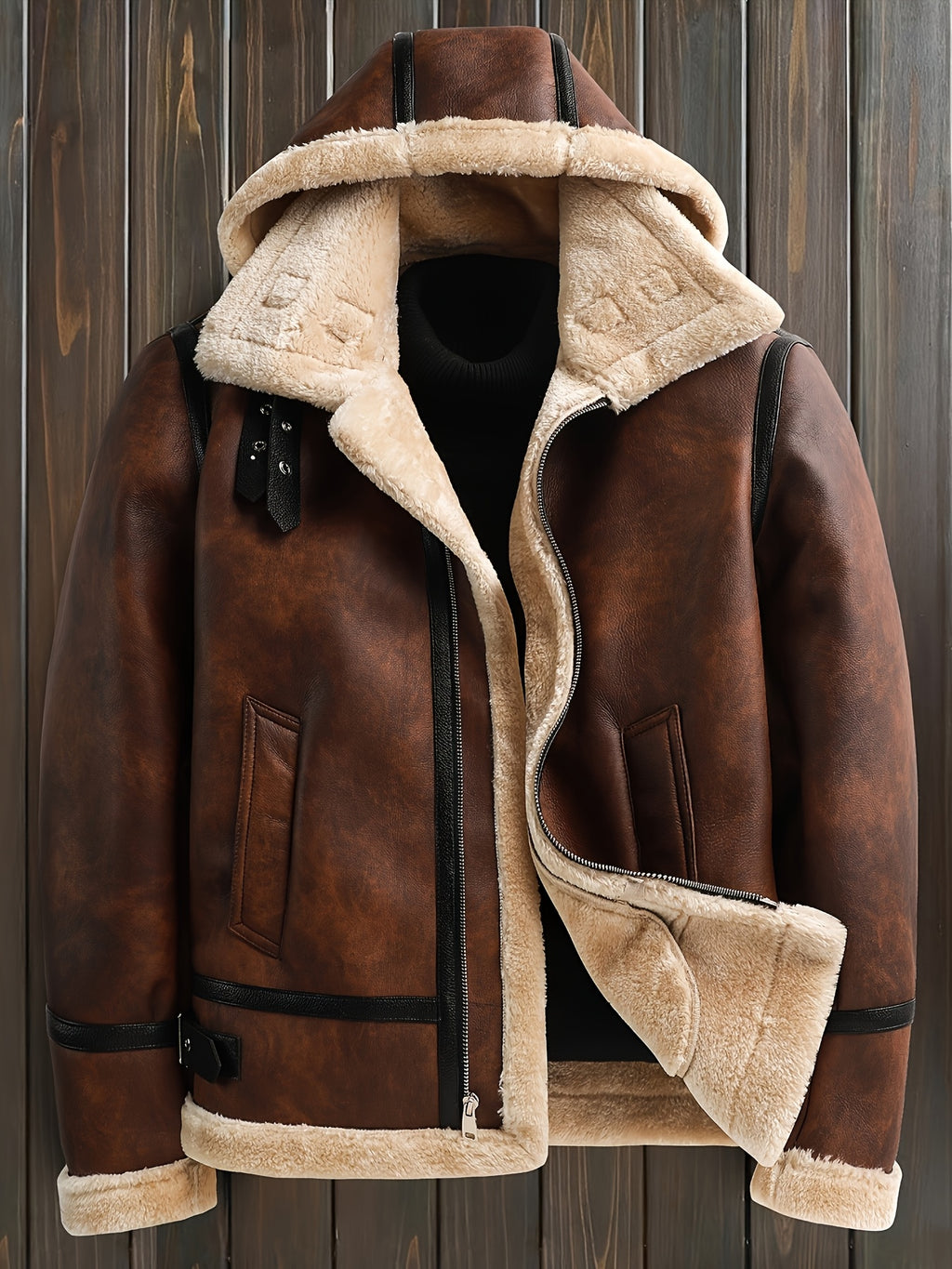 Veste, polaire, à capuche, café, photo 4