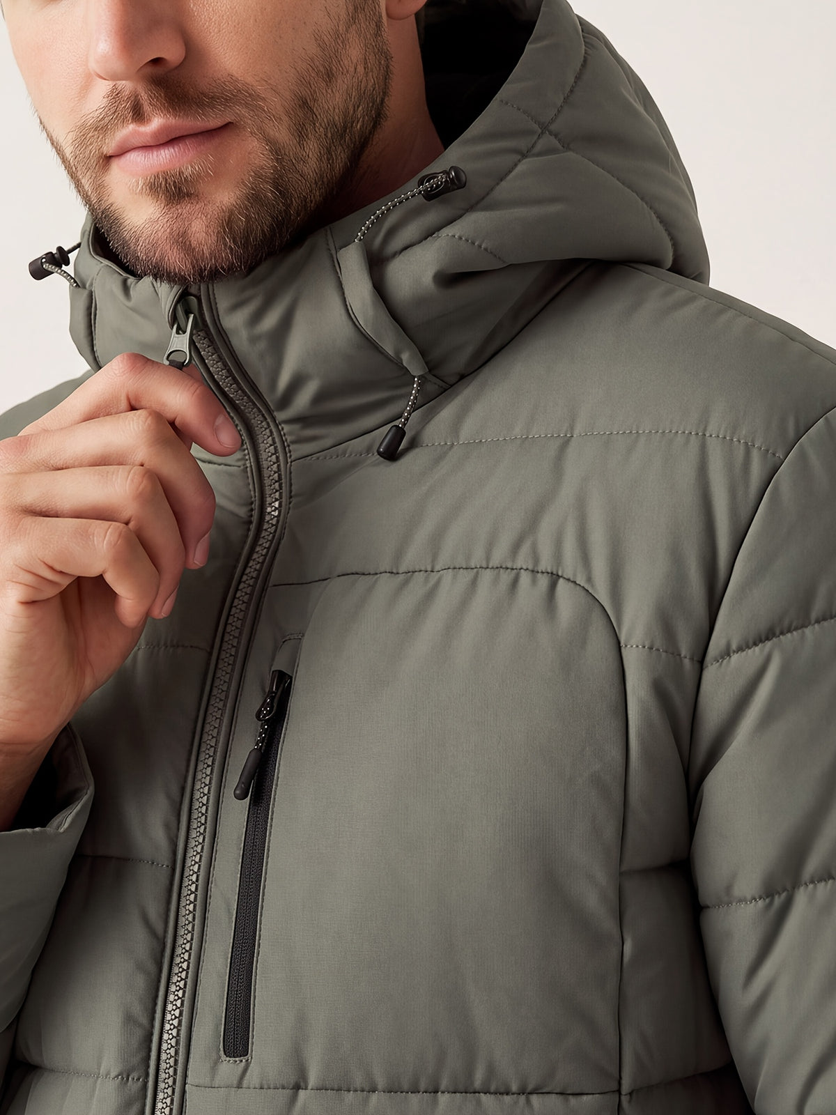 Manteau matelassé pour homme, polaire, à capuche