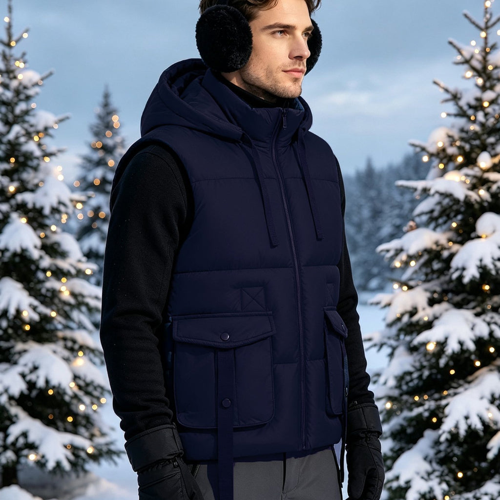 Manteau, capuche amovible, kaki, coloris couleur marine, détail