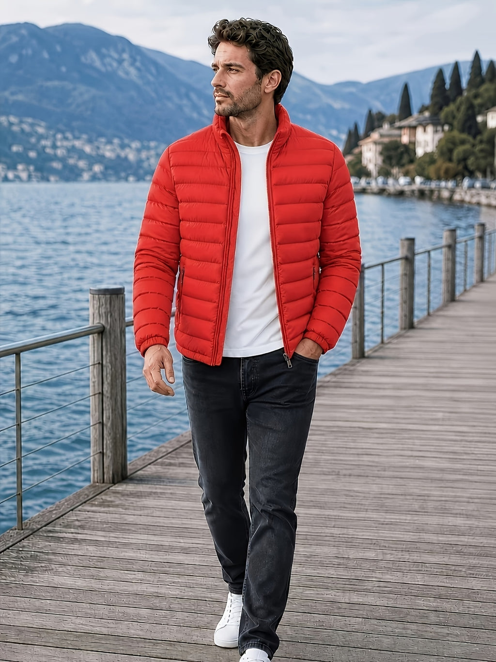 Veste pour homme, à col montant, bleu royal