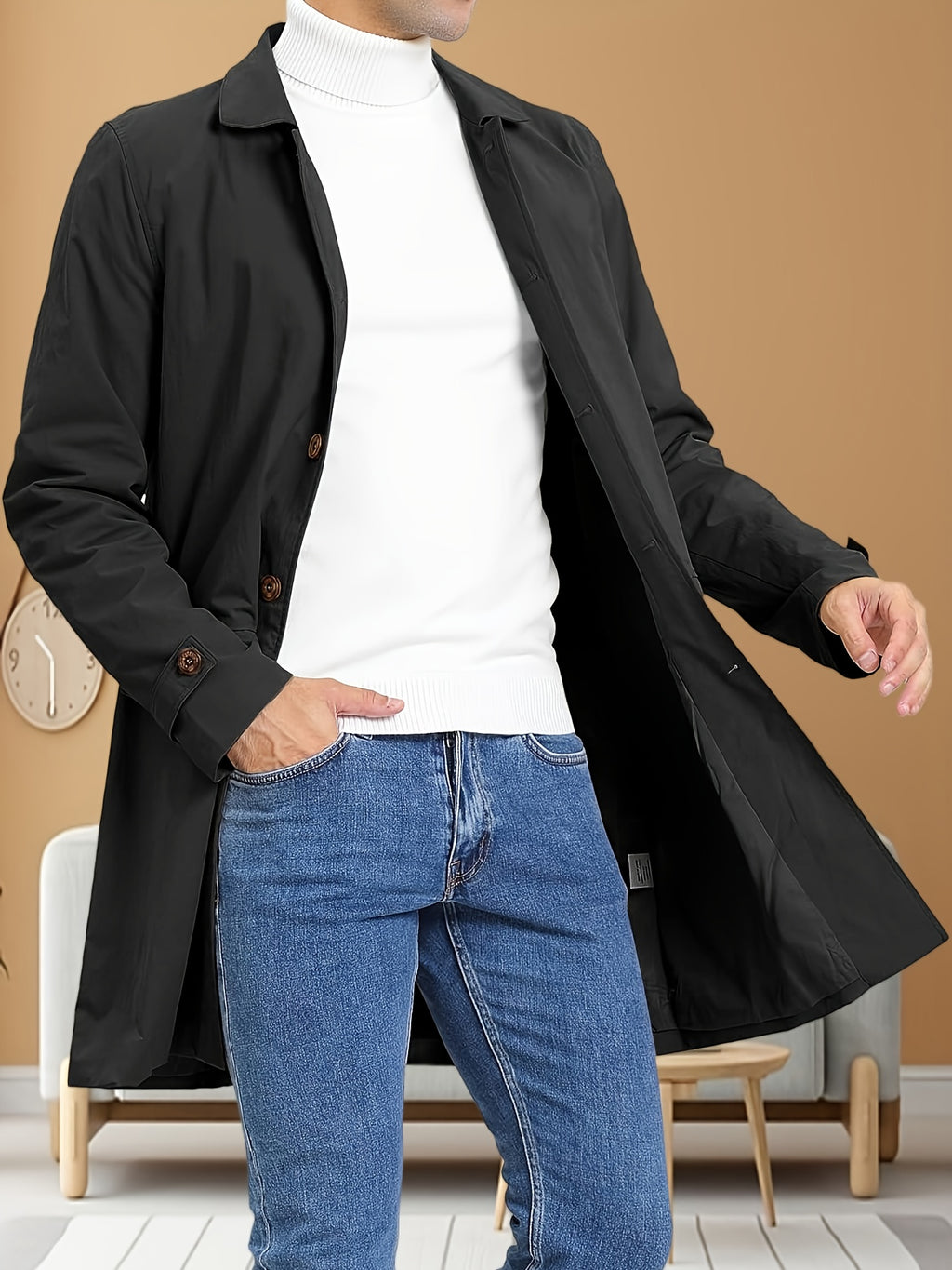 Manteau pour homme, à revers, modele 8