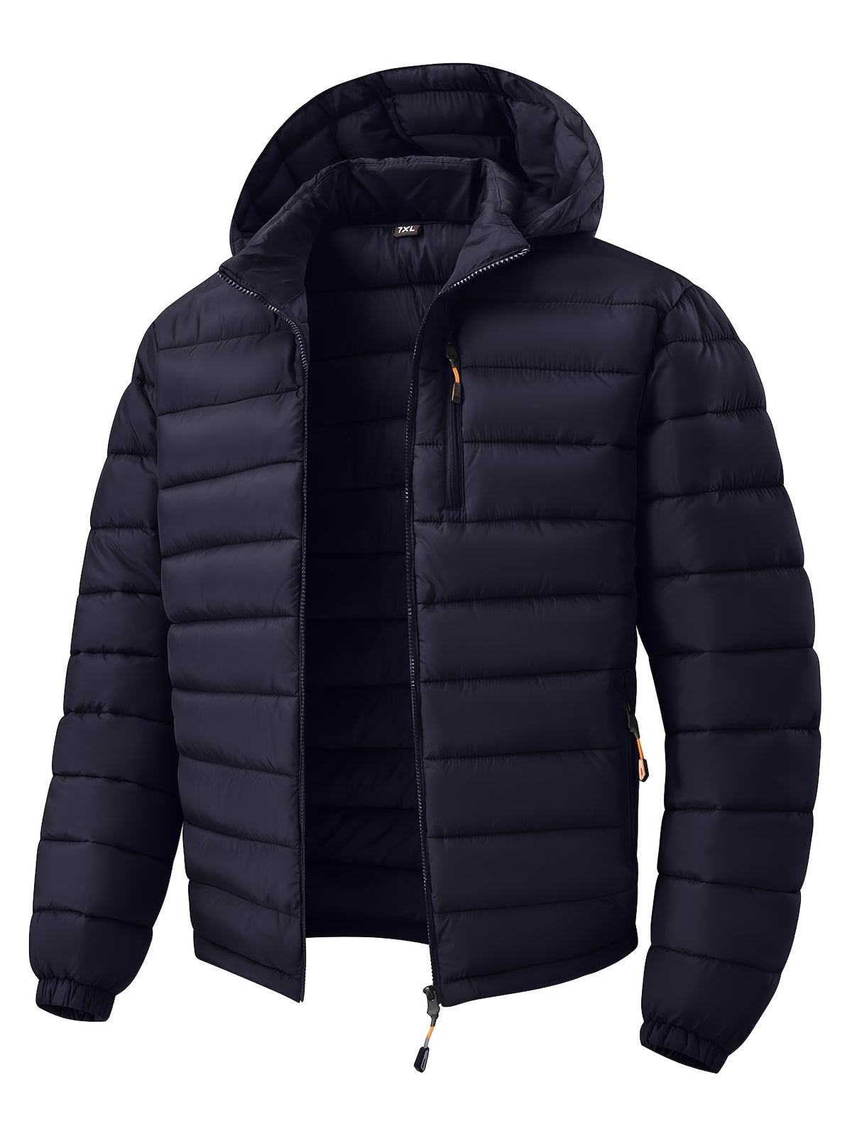 Manteau matelassé pour homme, coupe-vent, à capuche, bleu marine