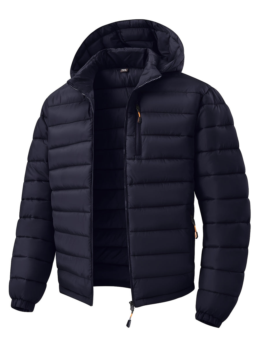 Manteau matelassé, coupe-vent, à capuche, bleu marine, photo 17