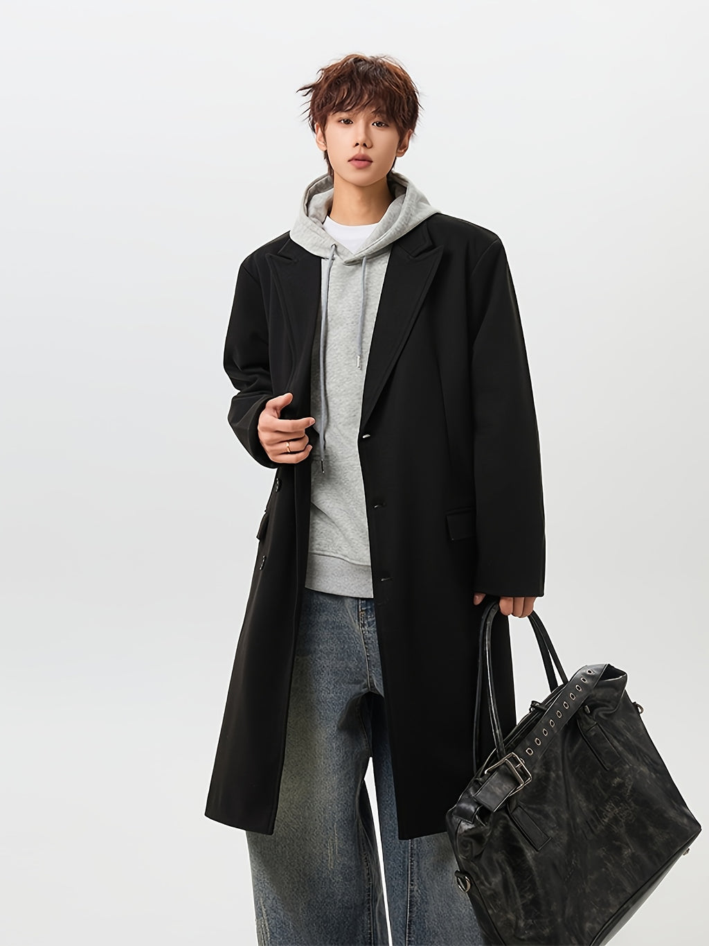 Manteau pour homme, à revers, café
