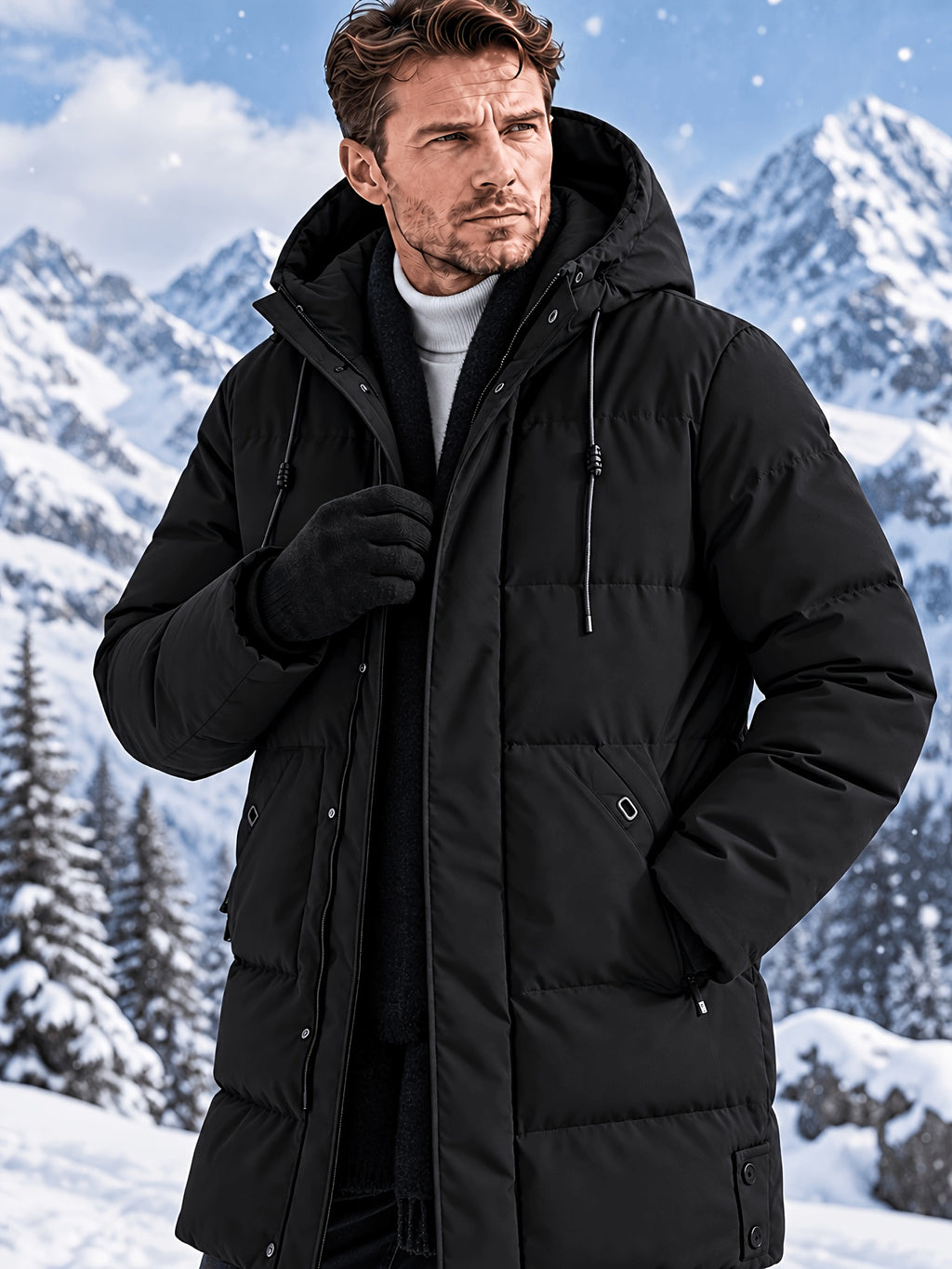 Manteau pour homme, à capuche, vert