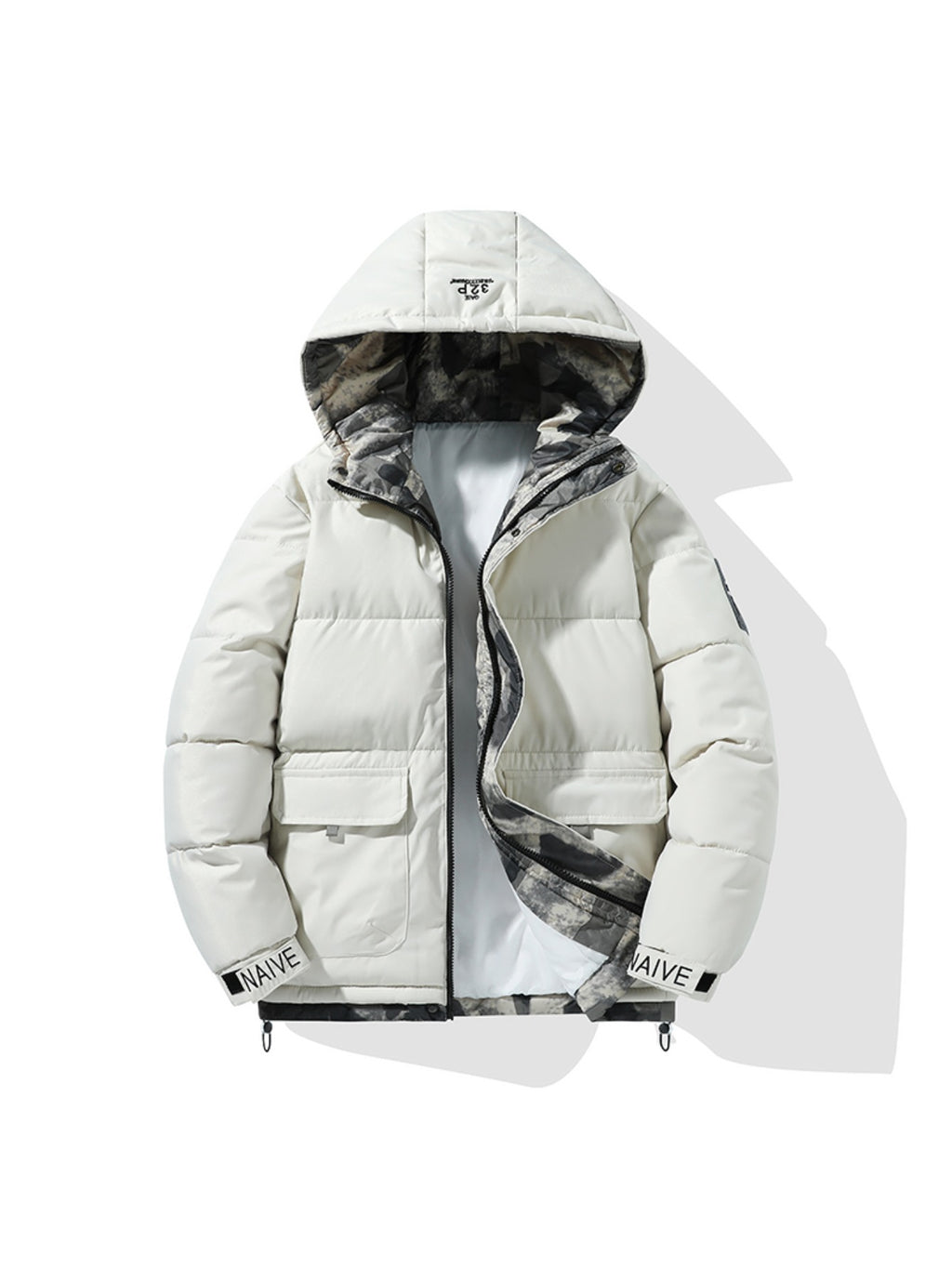 Veste matelassée pour homme, coupe-vent, à capuche, bleu brume