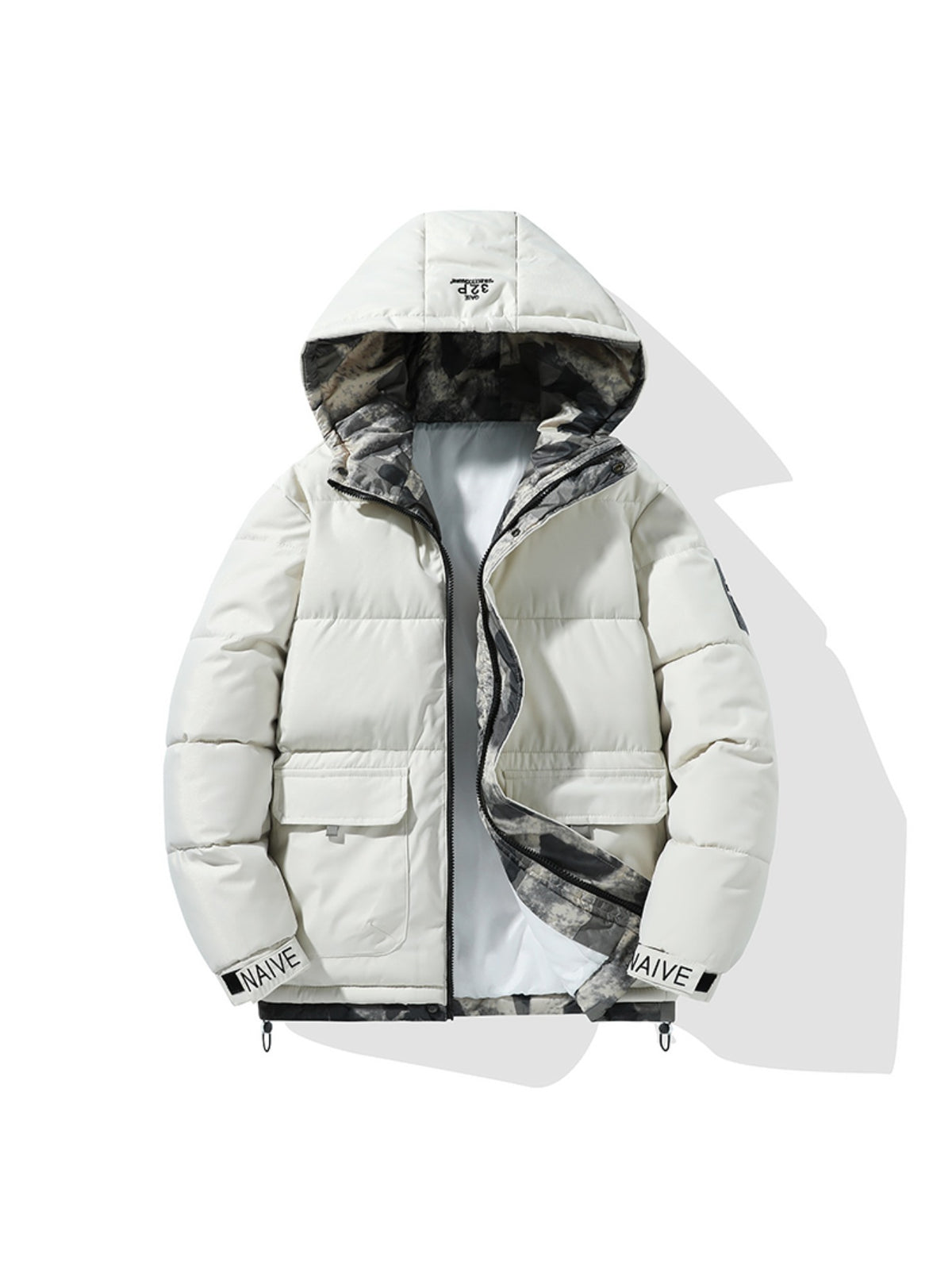 Veste matelassée pour homme, coupe-vent, à capuche, bleu brume