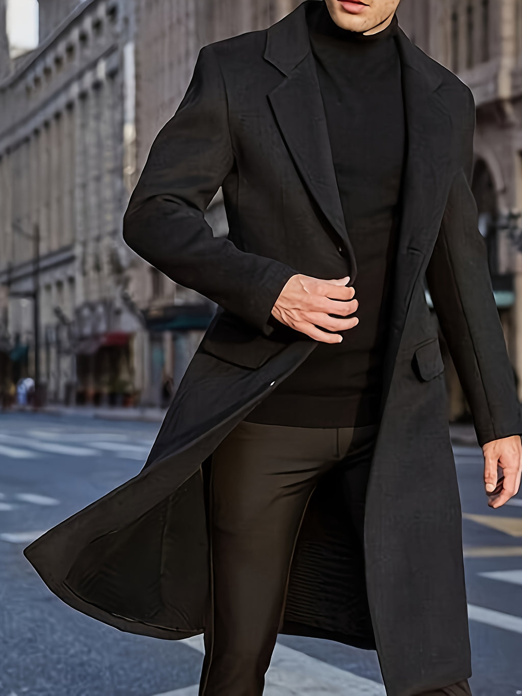 Trench pour homme, coupe-vent, à revers