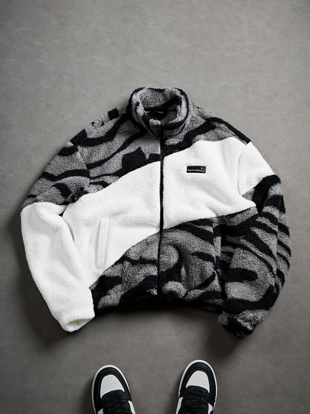 Veste pour homme, polaire, noir et blanc