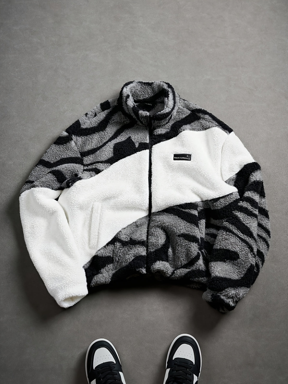 Veste pour homme, polaire, noir et blanc
