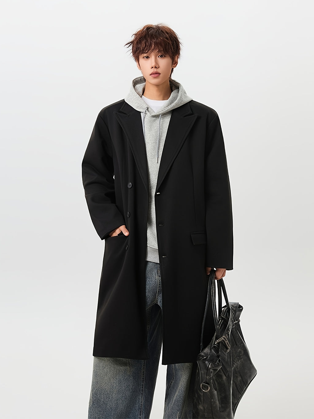 Manteau pour homme, à revers, café