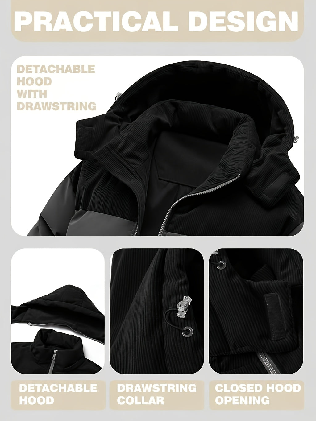 Manteau matelassé pour homme, à capuche, vert