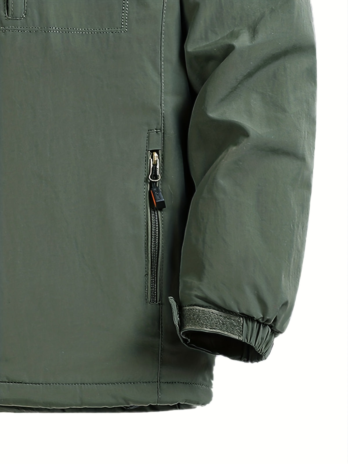 Veste pour homme, coupe-vent, à capuche, vert foncé