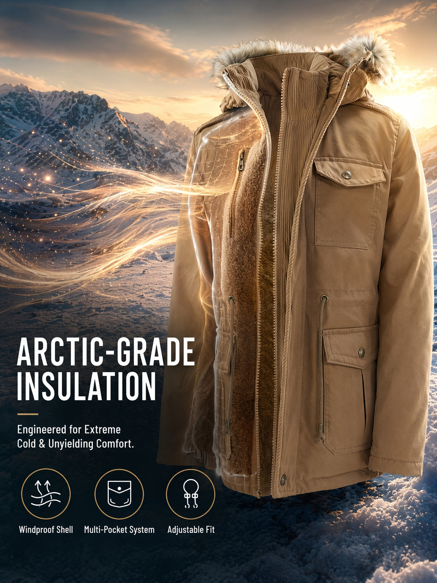Parka mi-long, à capuche, détail du vêtement
