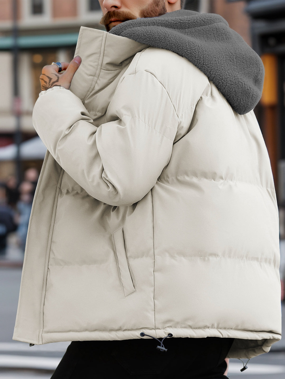 Veste matelassée pour homme, coupe-vent, à capuche, blanc