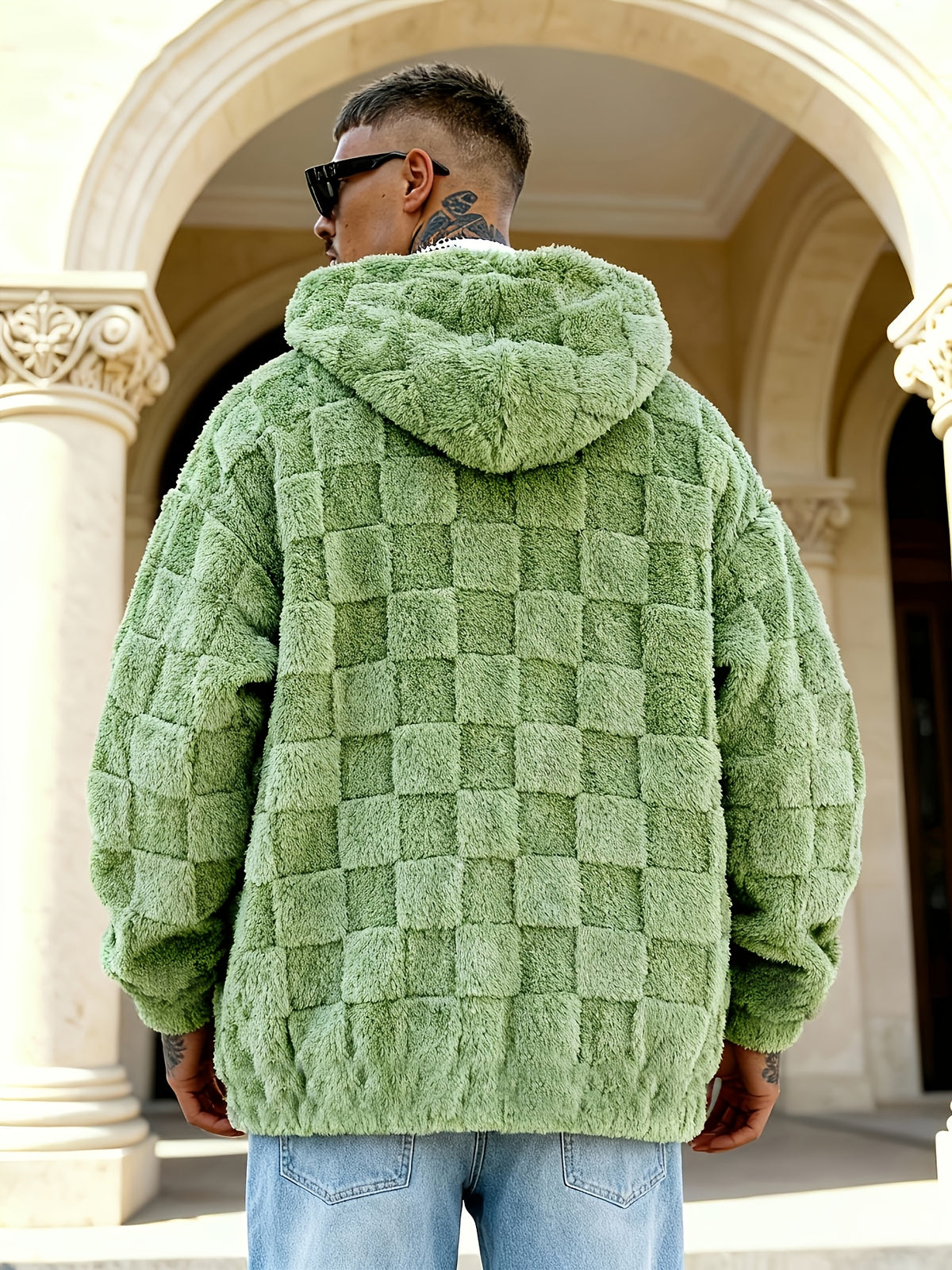 Veste pour homme, à capuche, vert clair