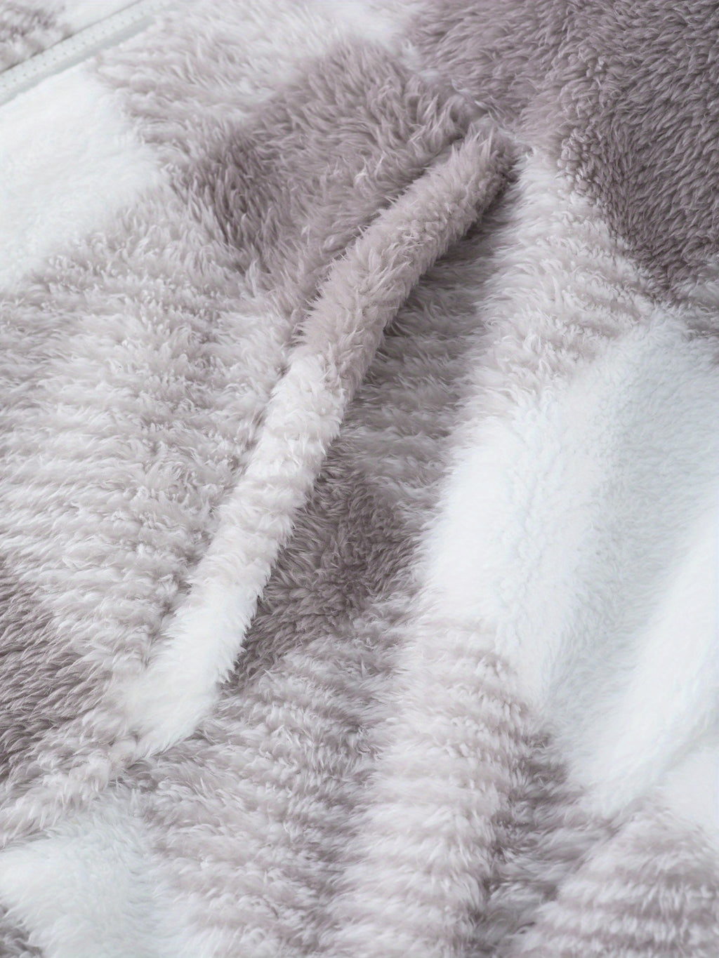Veste pour homme, polaire, à capuche, carreaux noir et blanc