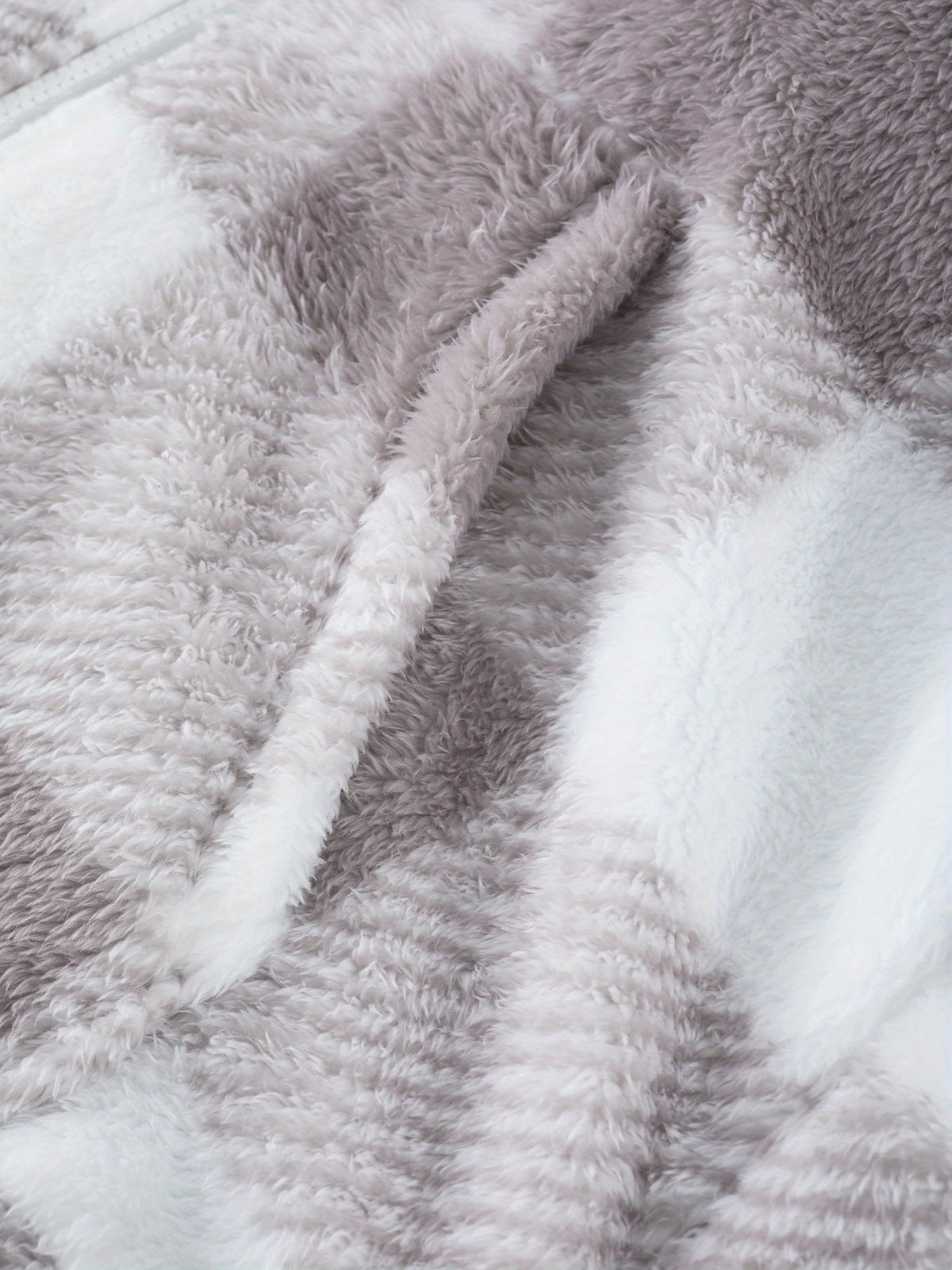 Veste pour homme, polaire, à capuche, carreaux noir et blanc