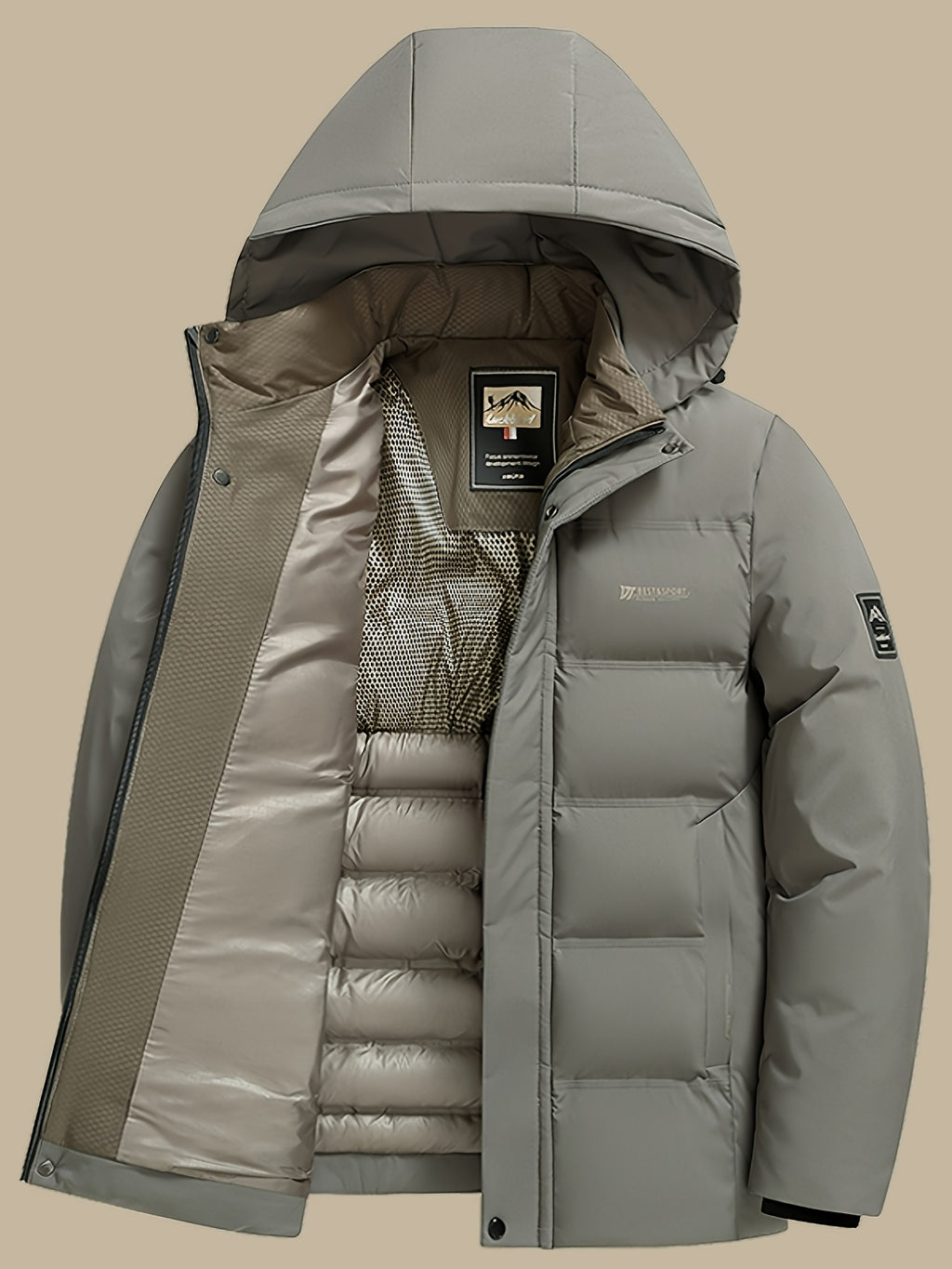 Veste matelassée pour homme, à capuche, gris