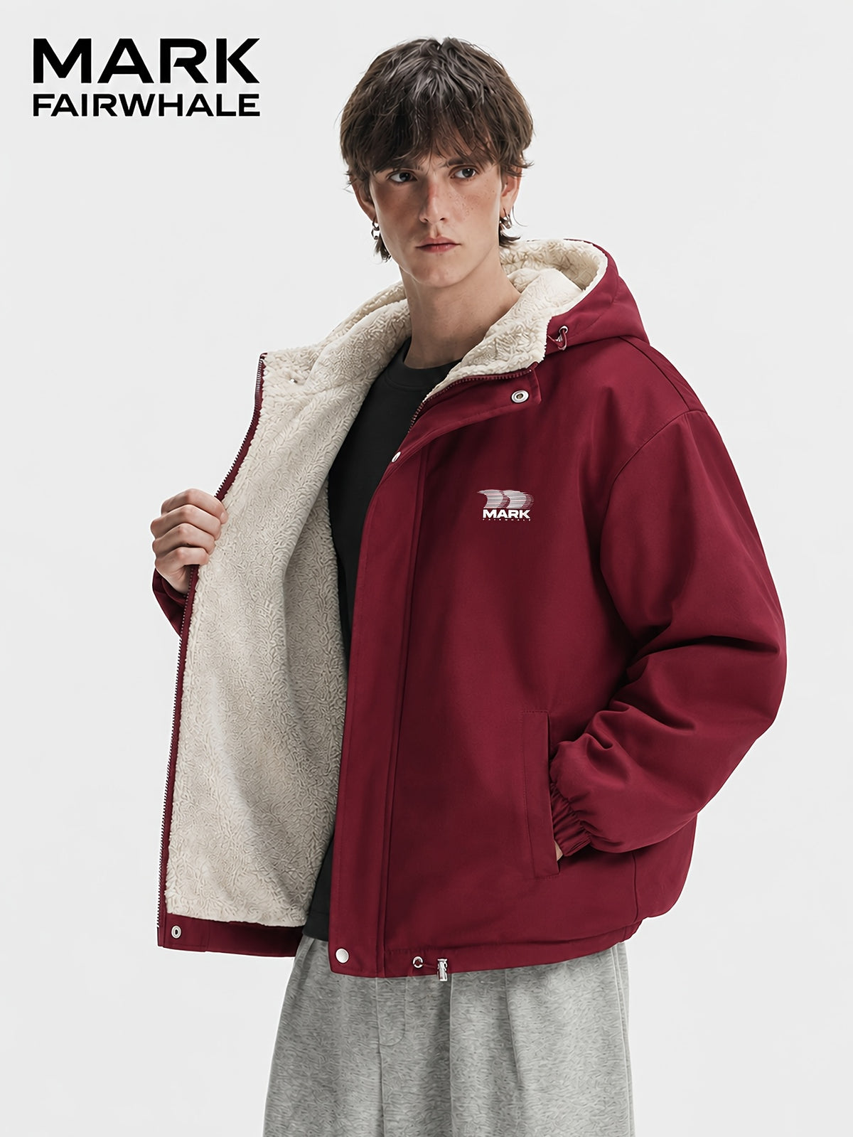 Veste pour homme, coupe-vent, à capuche, abricot