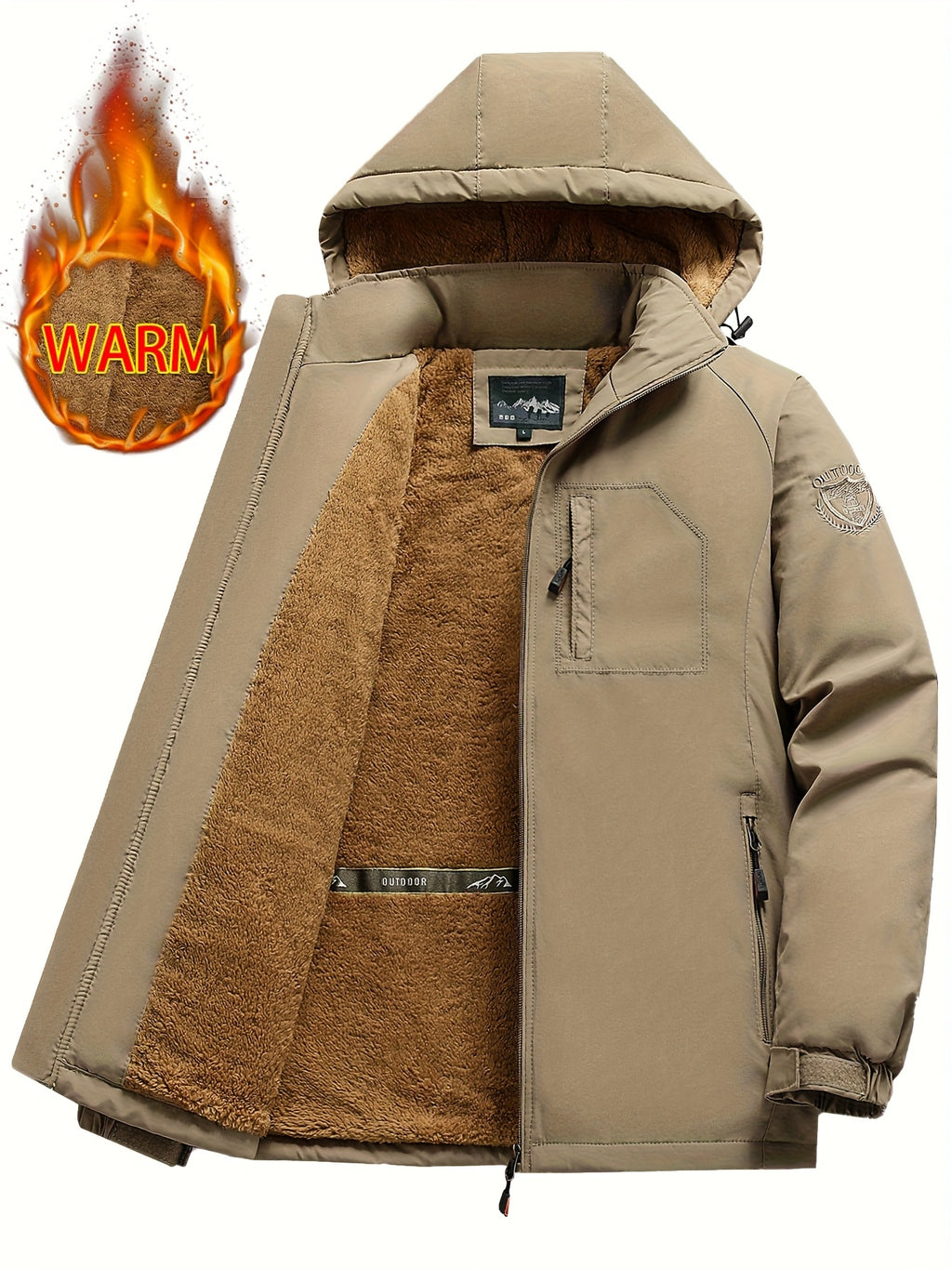 Veste pour homme, coupe-vent, à capuche, vert foncé
