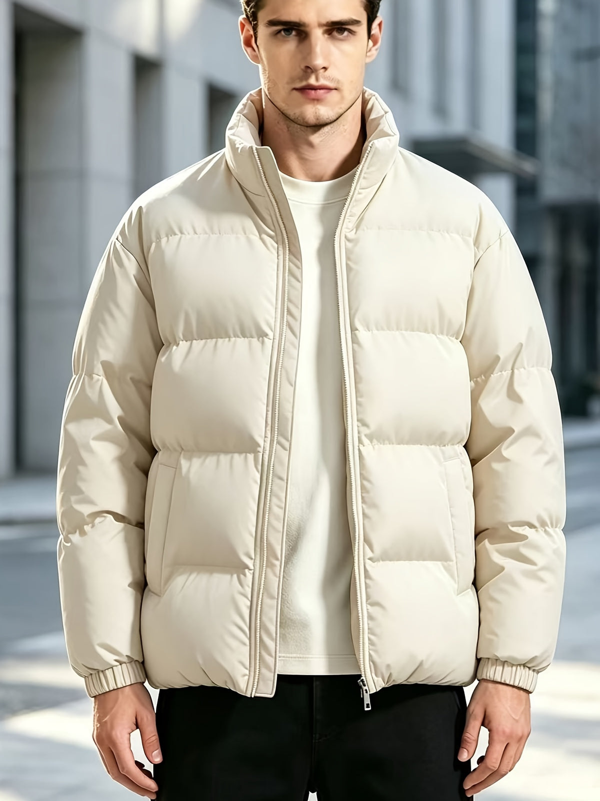 Veste pour homme, à col montant, noir