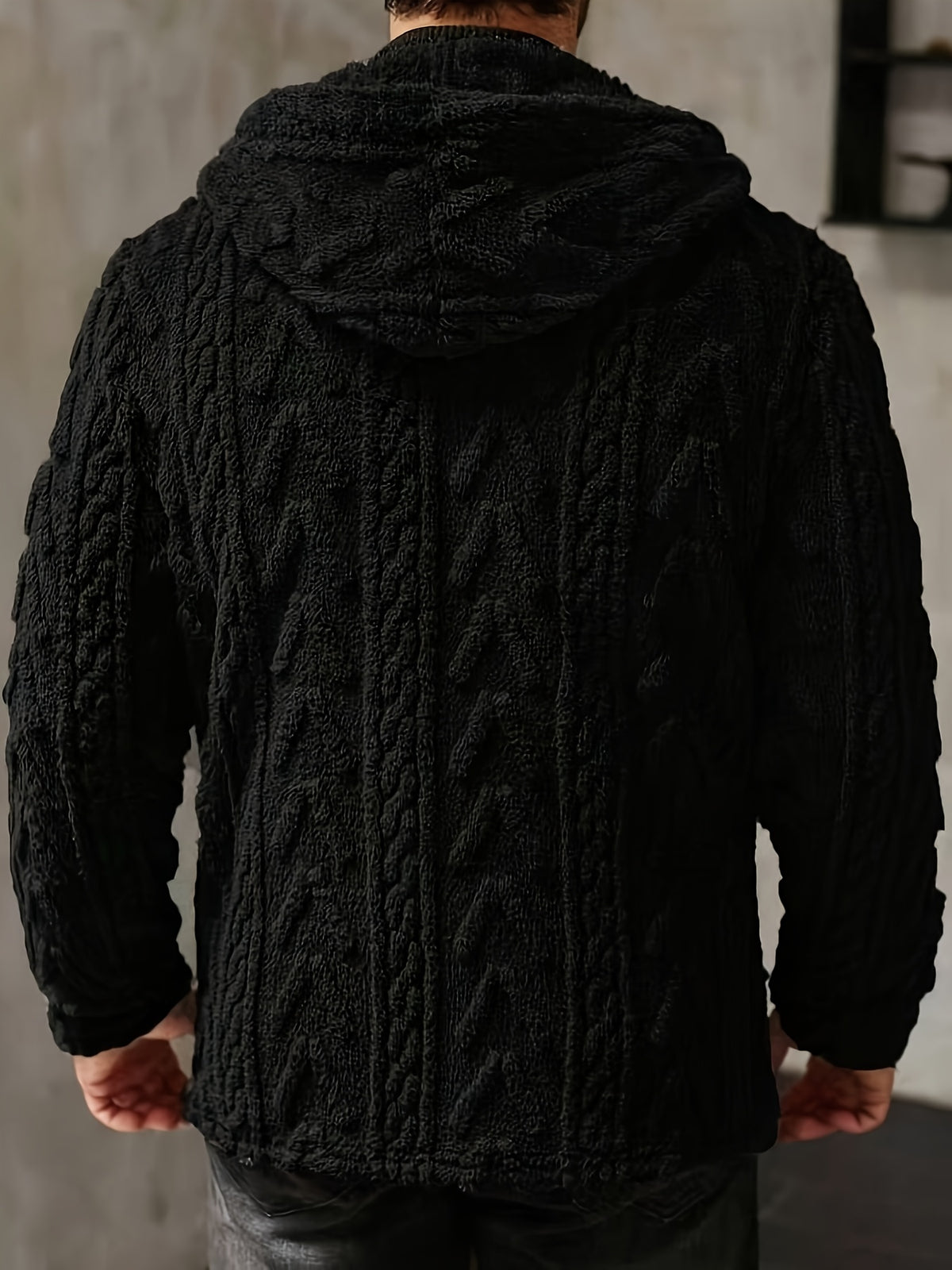 Veste en fausse fourrure pour homme, polaire, à capuche