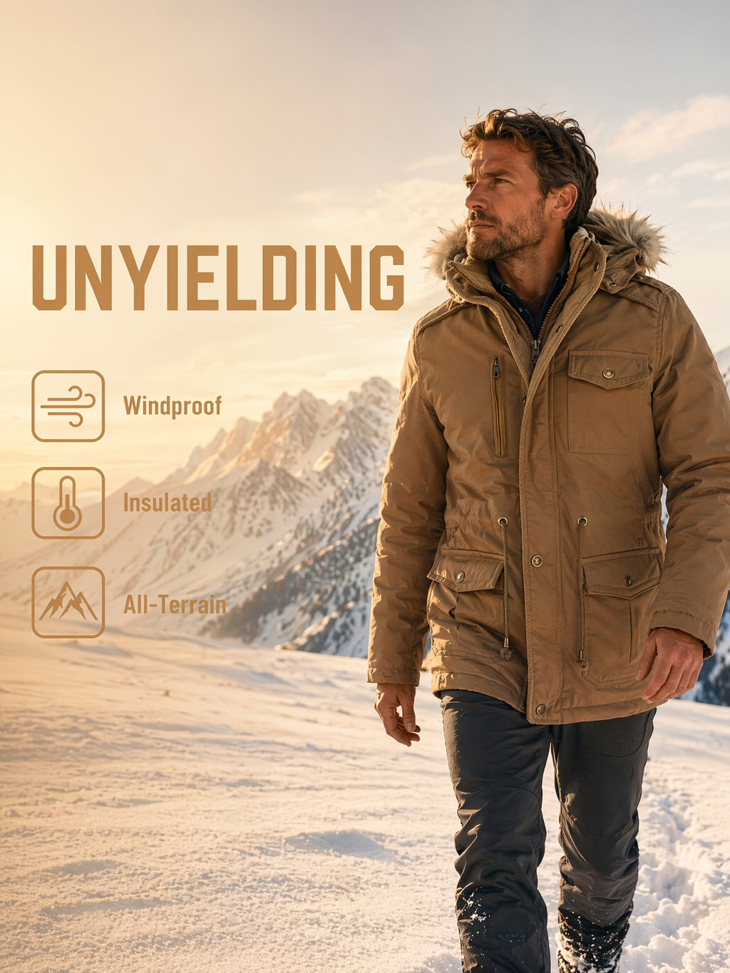 Veste pour homme, à capuche, kaki