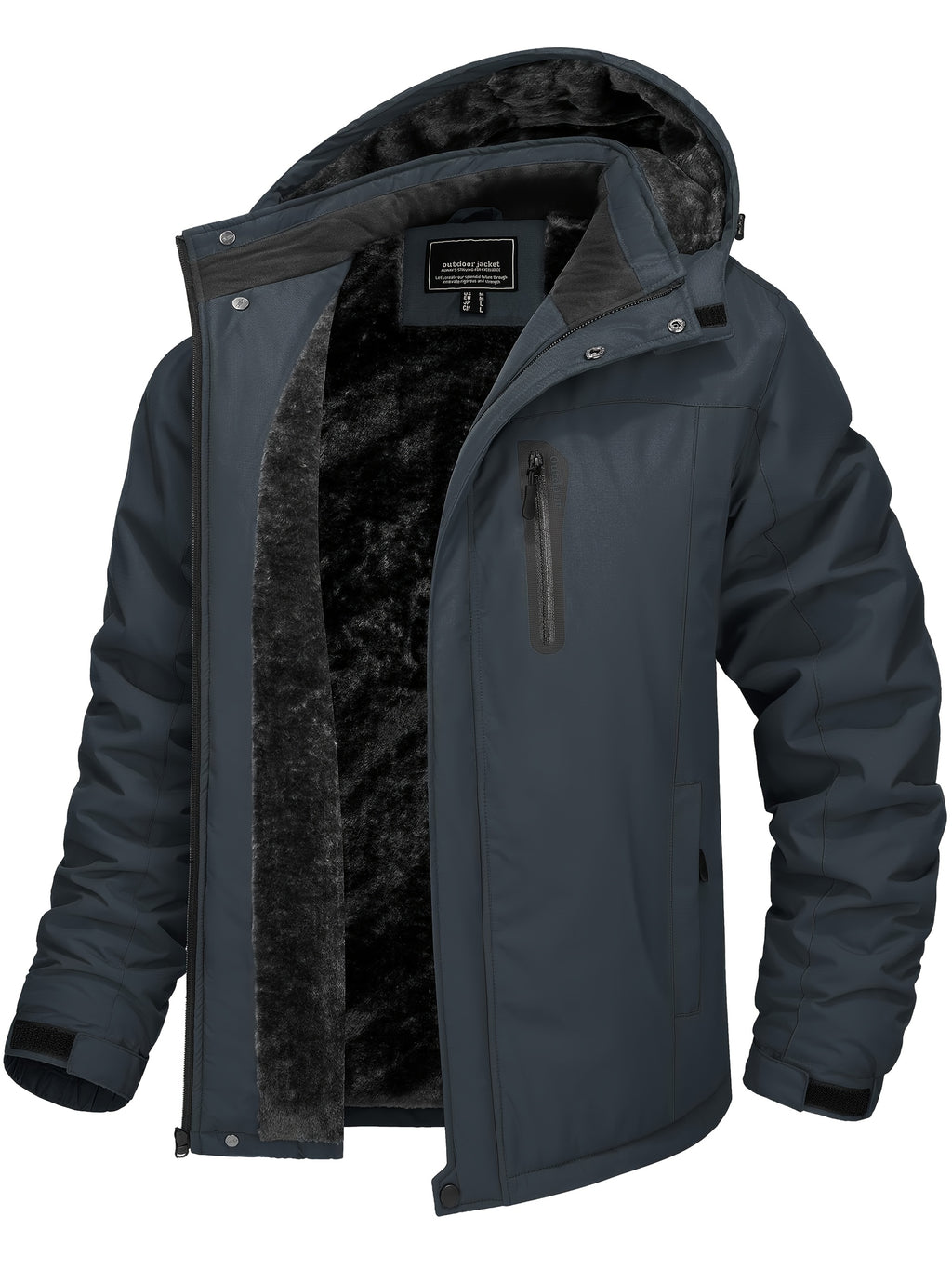 Veste pour homme, capuche amovible, vert militaire