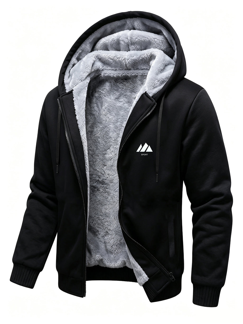 Veste en fausse fourrure long pour homme, polaire, à capuche