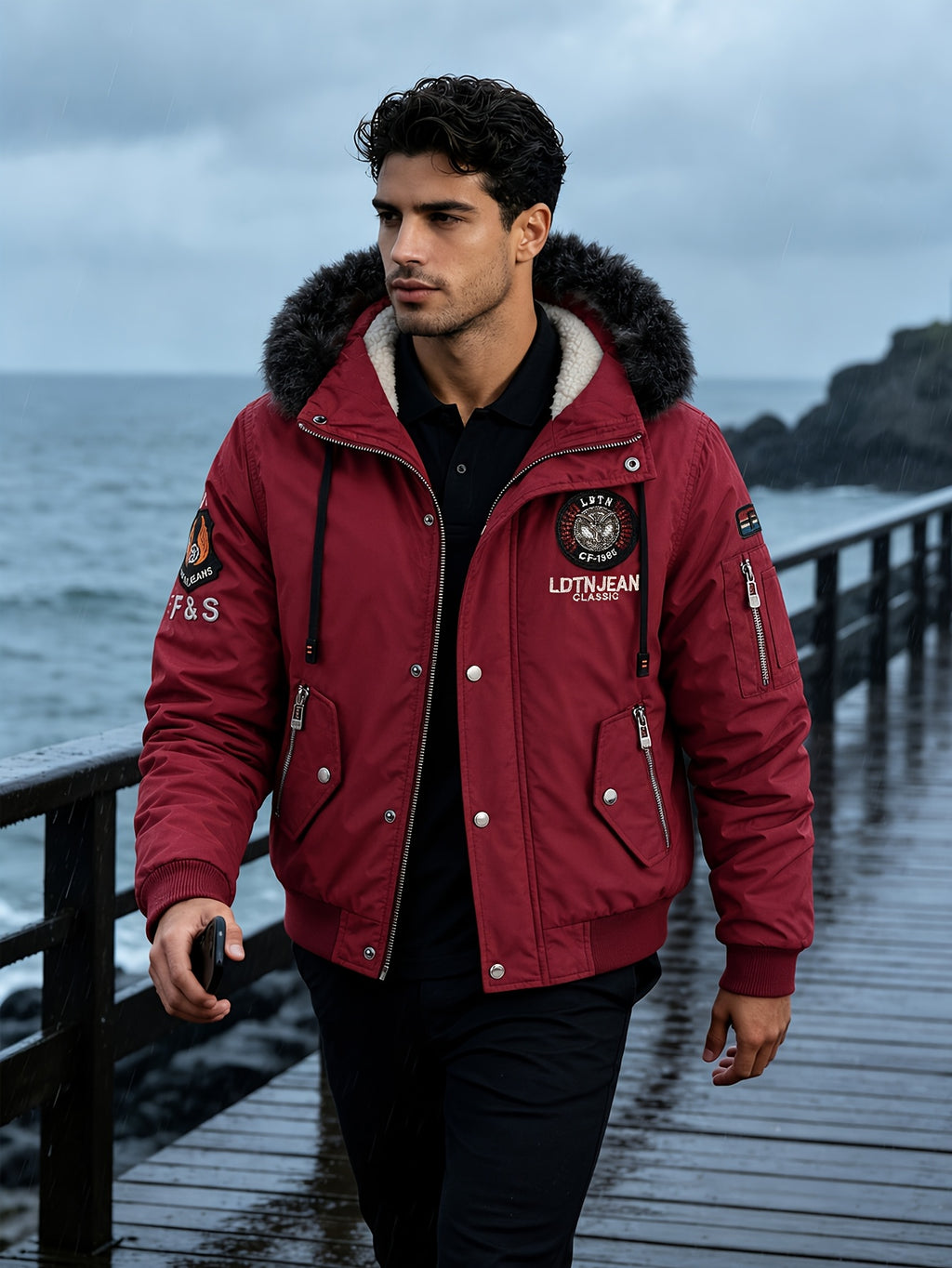 Veste pour homme, à capuche, bleu royal