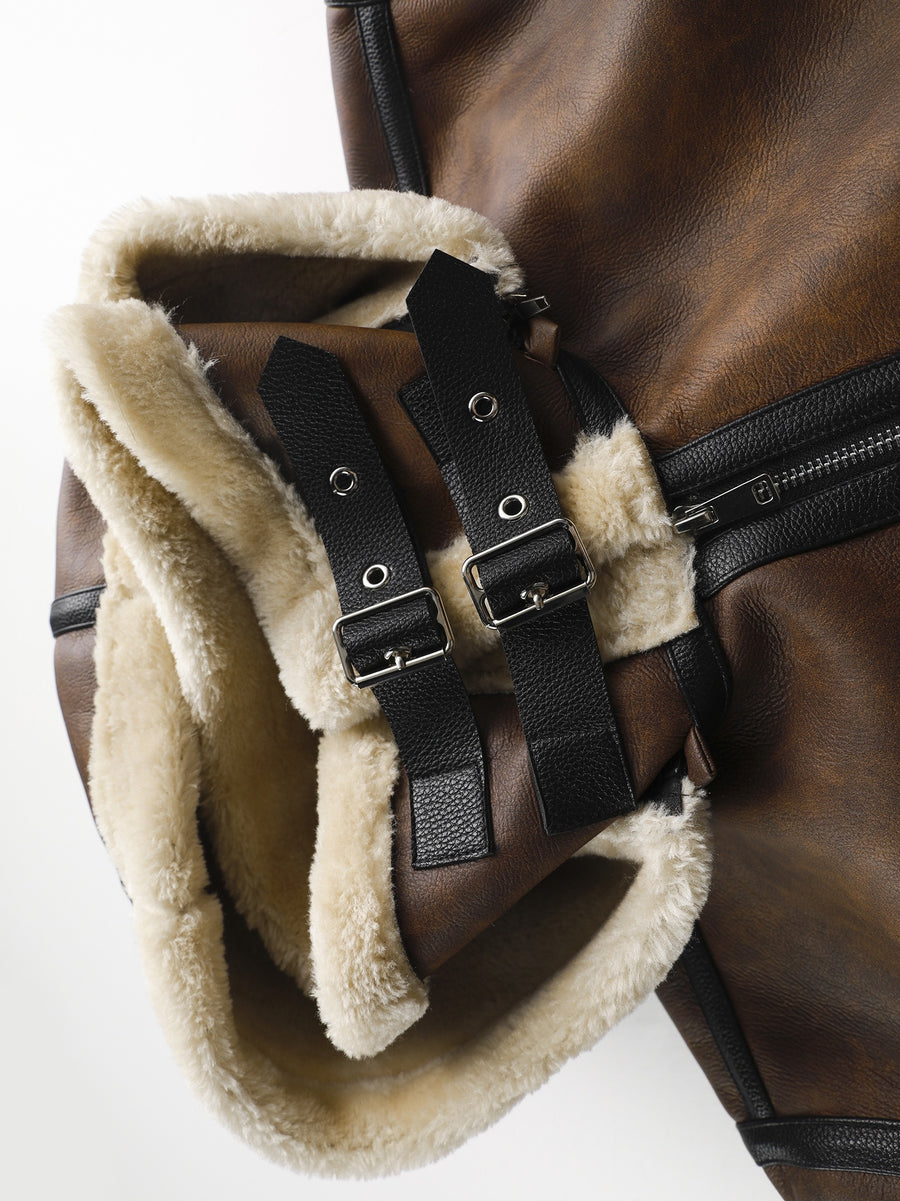 Veste, polaire, à capuche, café, détail du vêtement
