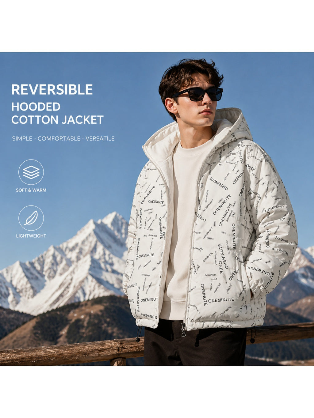 Veste matelassée pour homme, réversible, à capuche