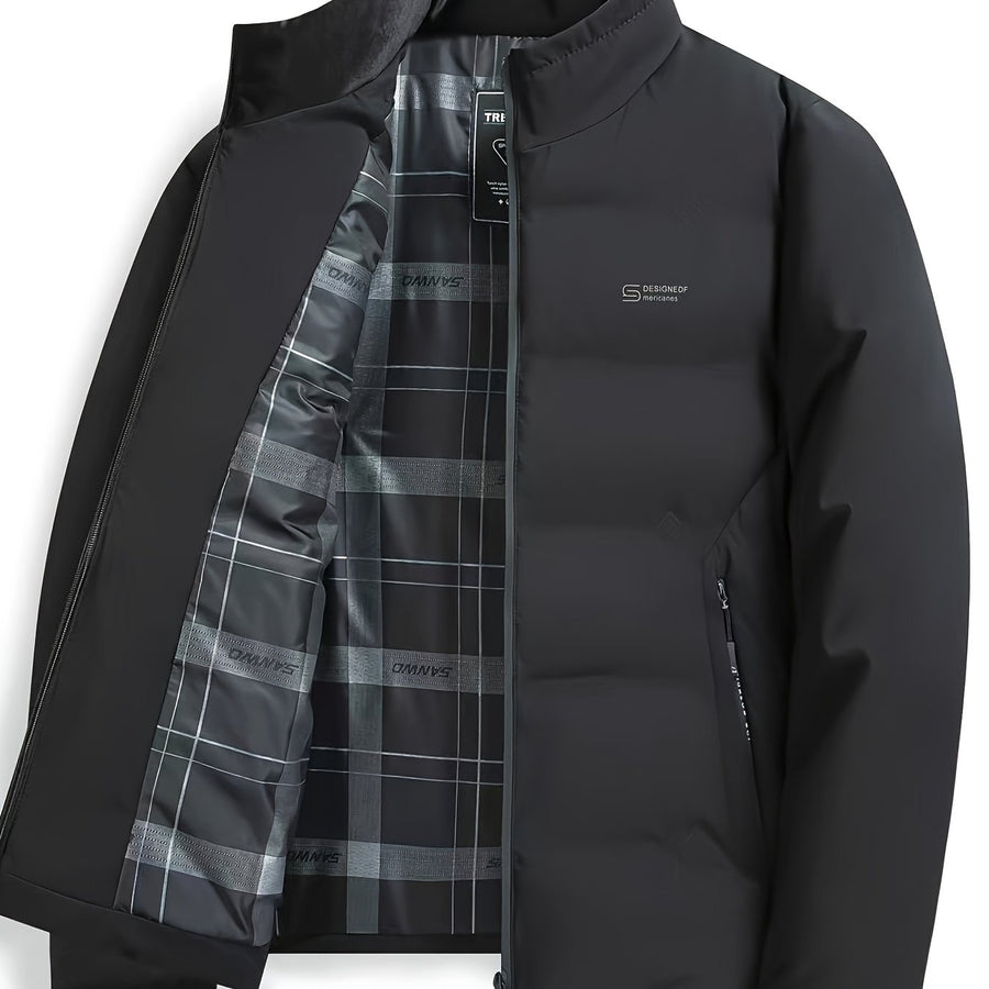 Veste pour homme, à col montant, bleu marine long, vue 2