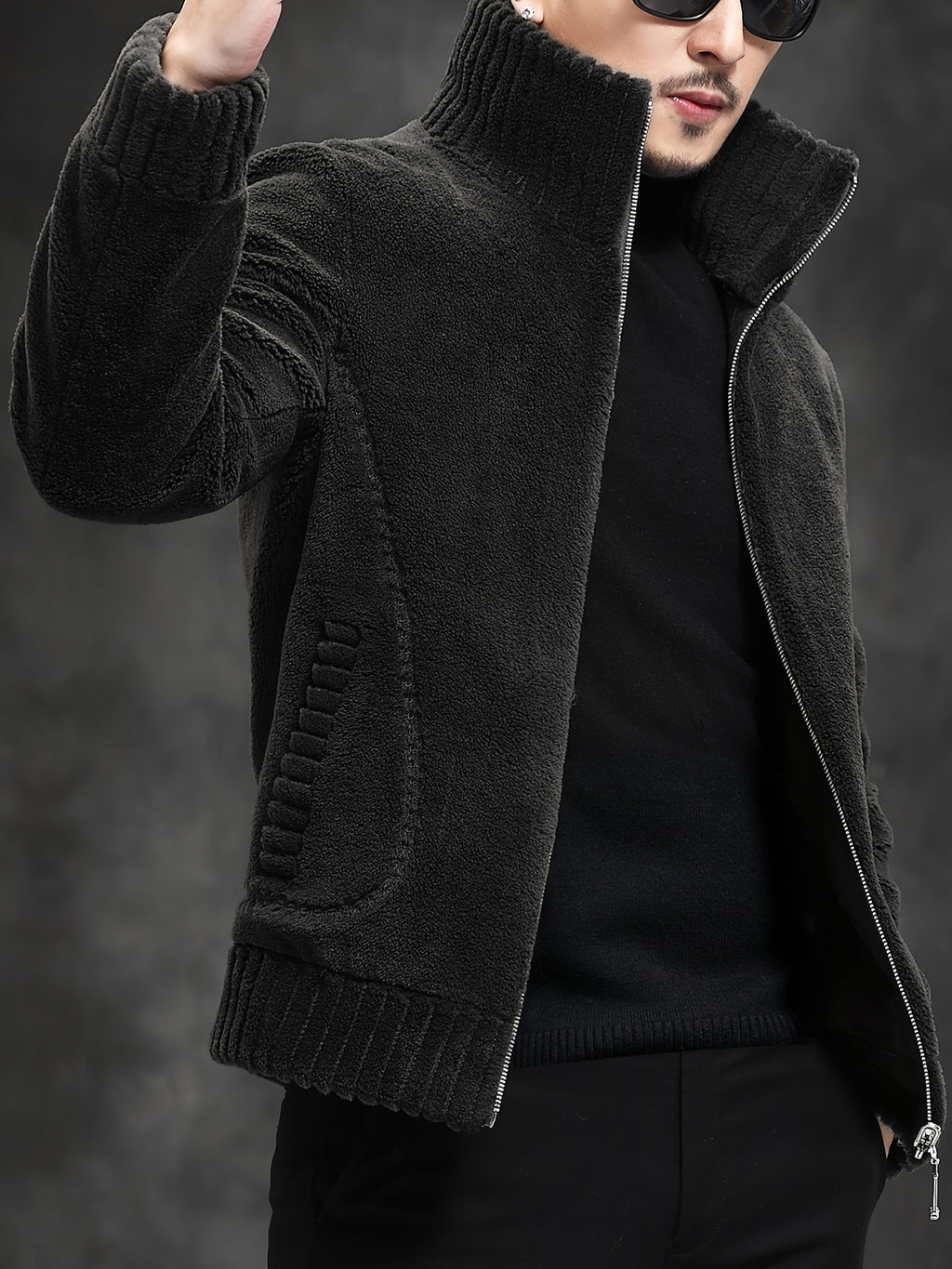Veste en fausse fourrure pour homme, col montant, cinq coloris