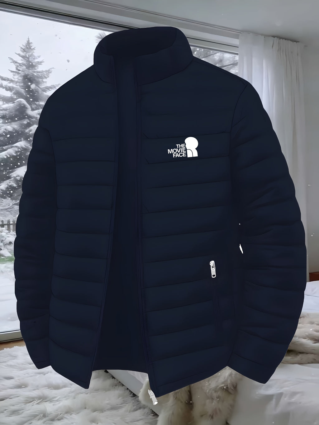 Veste pour homme, à col montant, gris