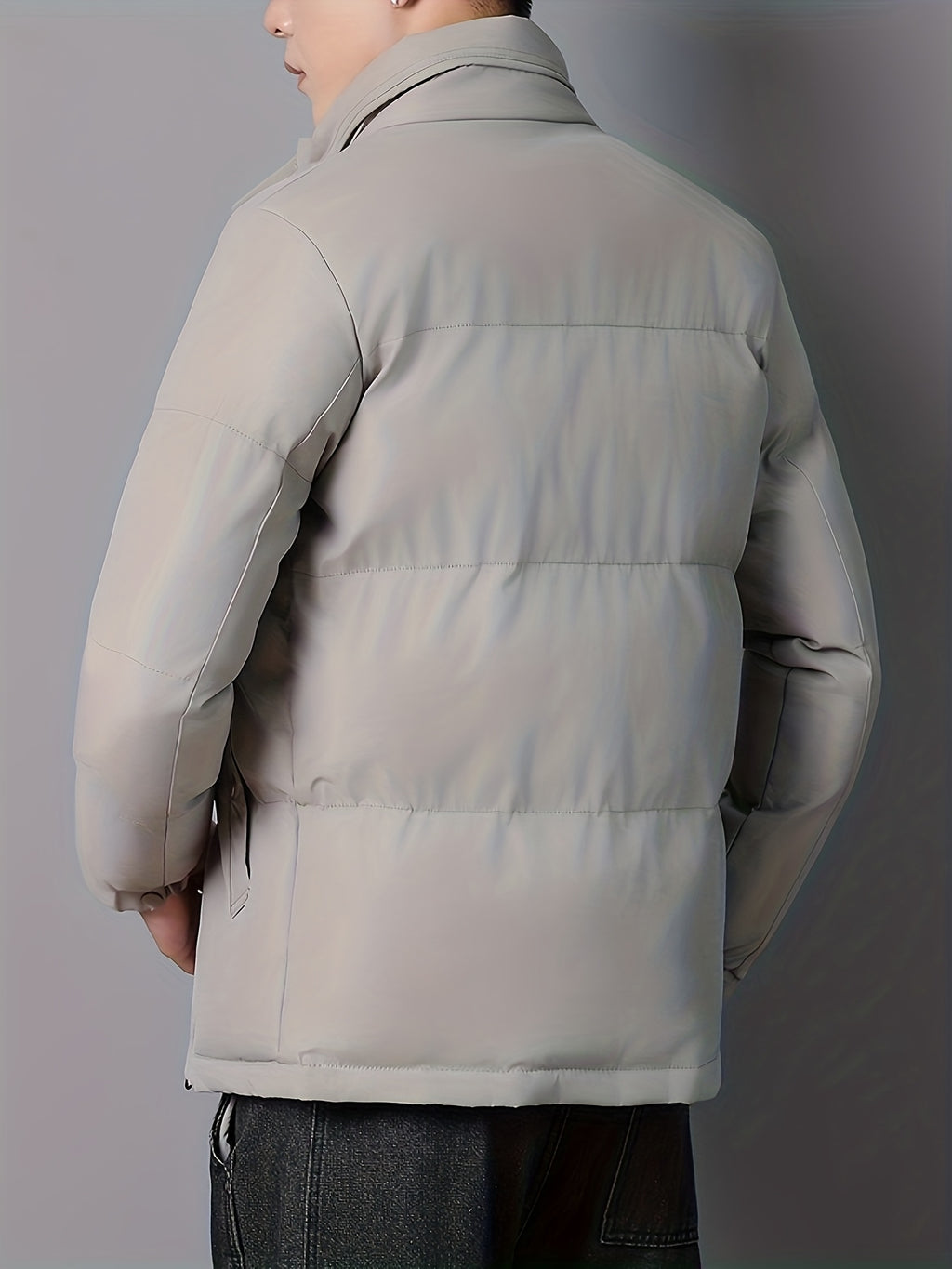 Manteau matelassé pour homme, coupe-vent, à col montant, noir