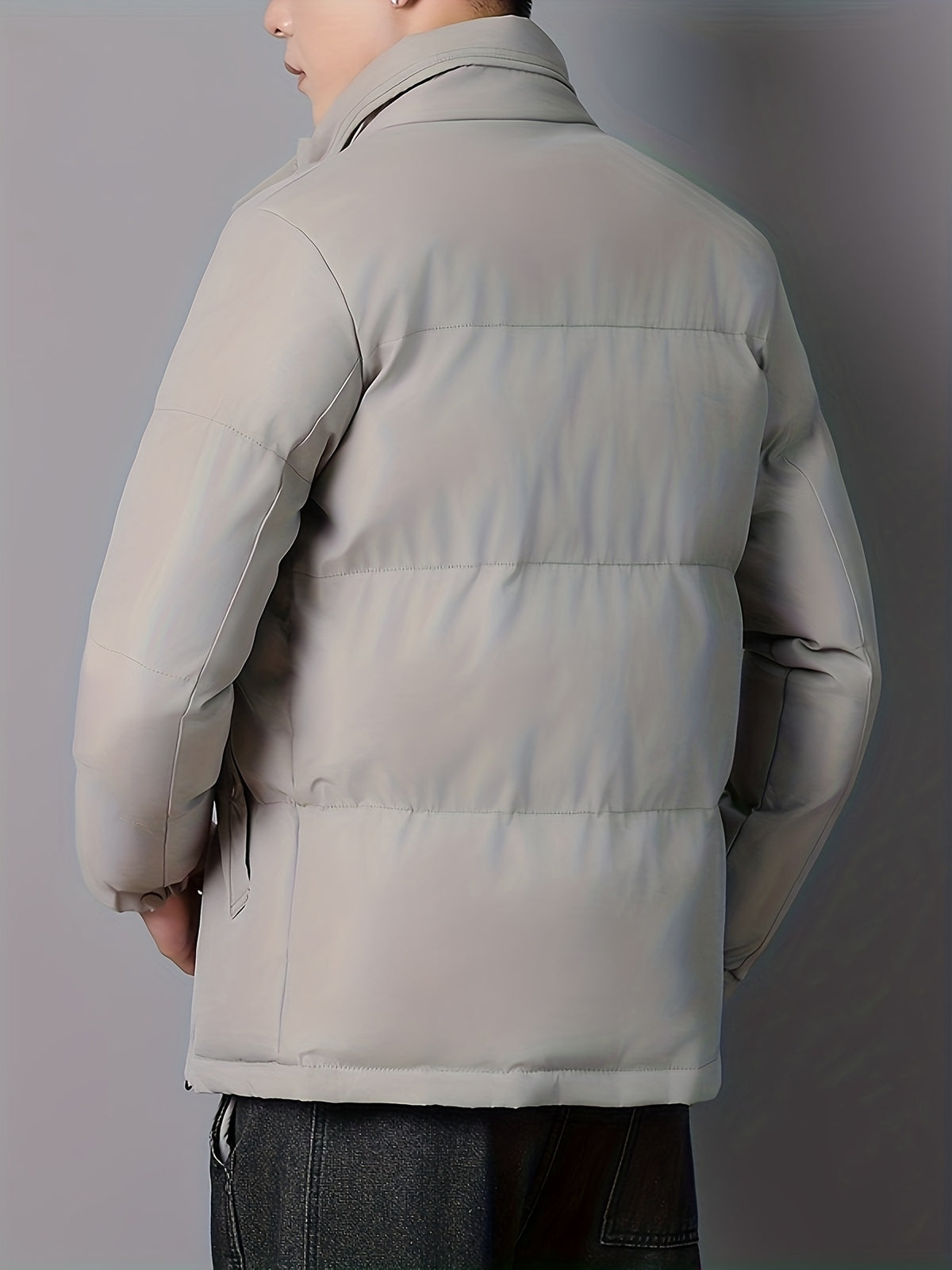 Manteau matelassé pour homme, coupe-vent, à col montant, noir