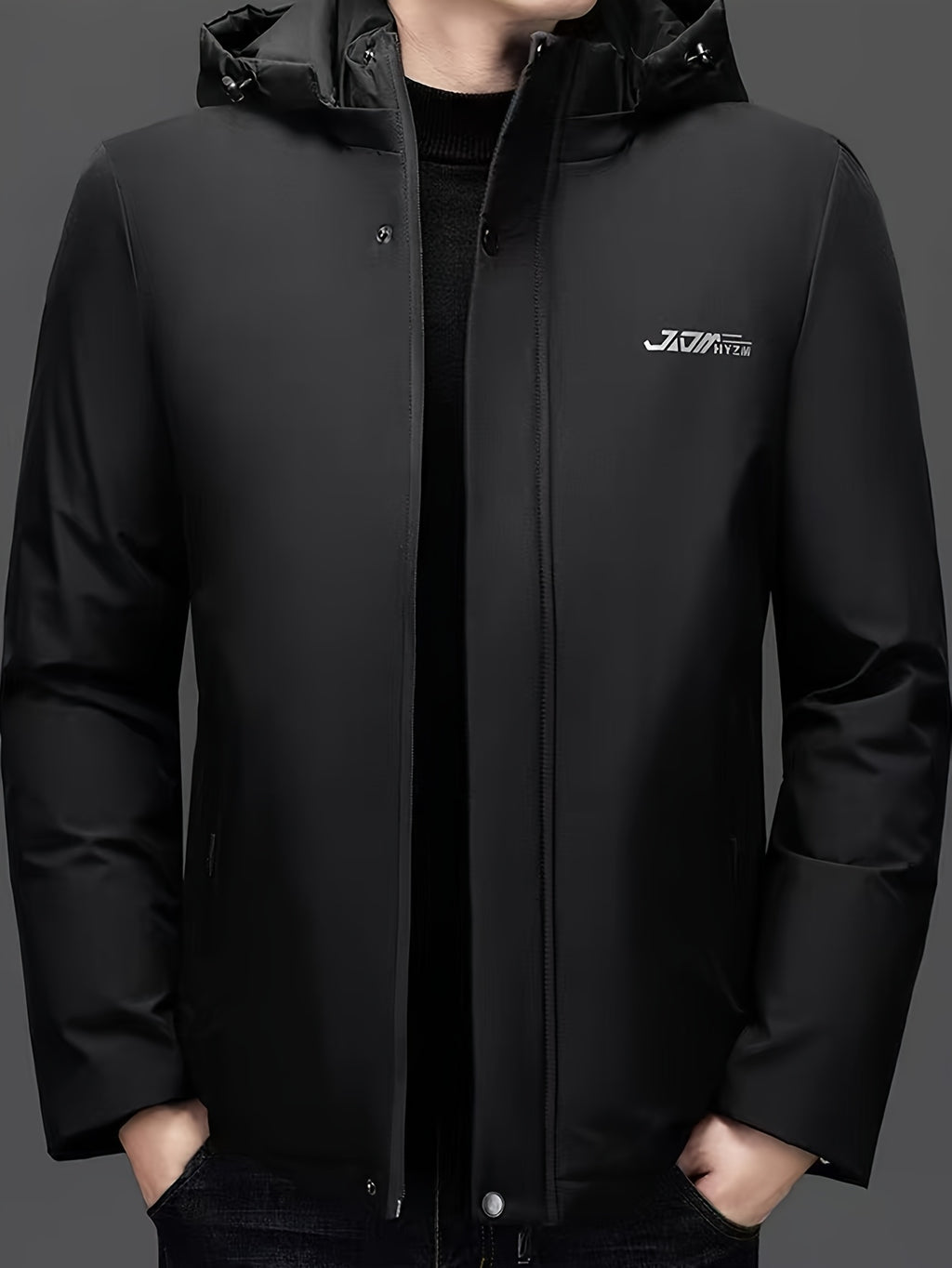 Manteau matelassé pour homme, capuche amovible, bleu marine