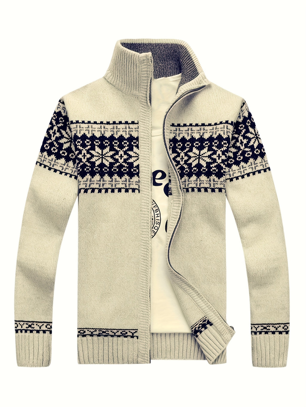 Veste pour homme, à col montant, beige