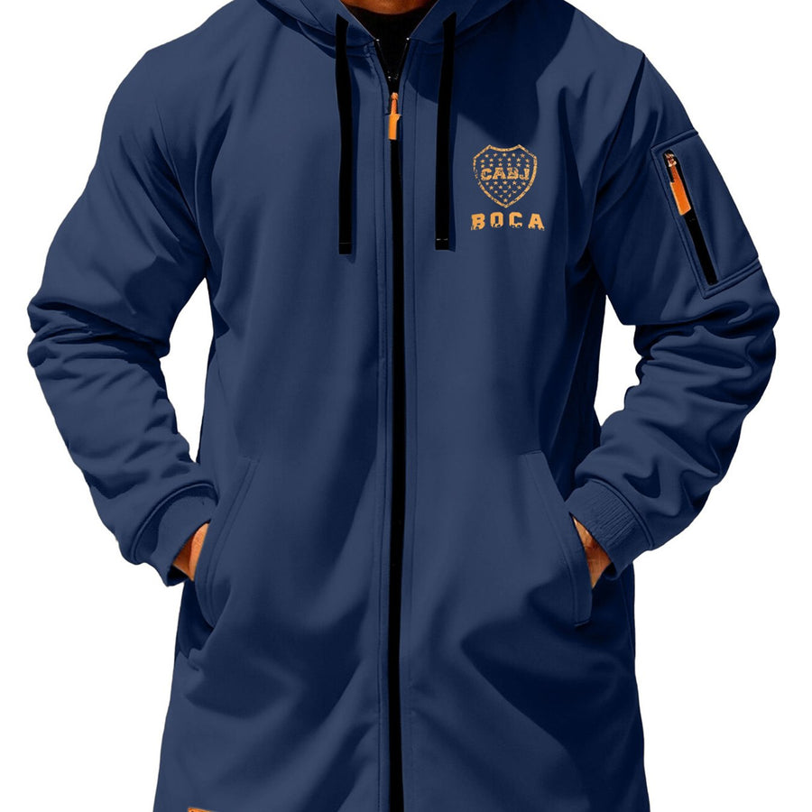 Manteau pour homme, à capuche, gris long, vue 3